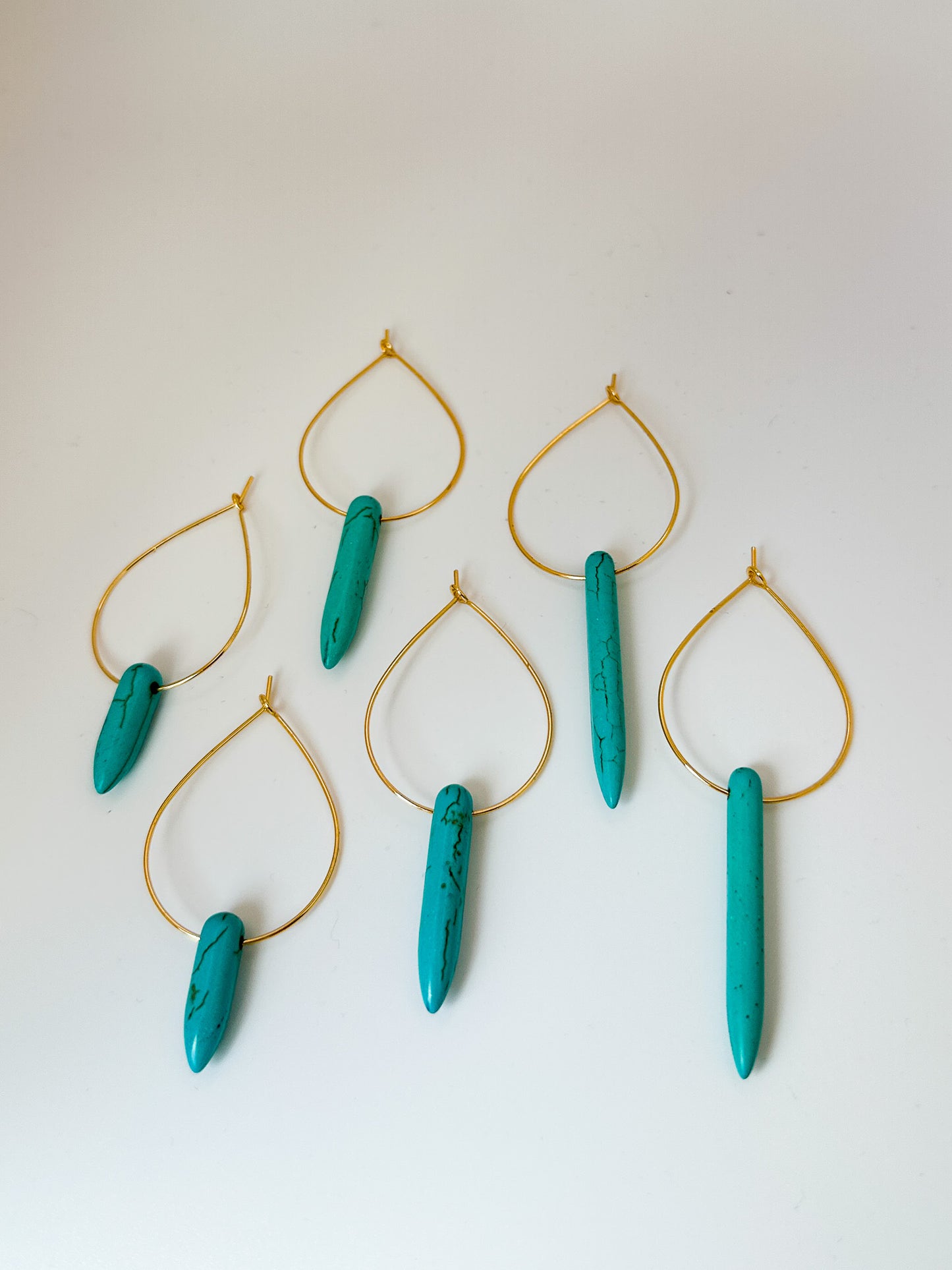 Turquoise Spike Teardrop Hoops