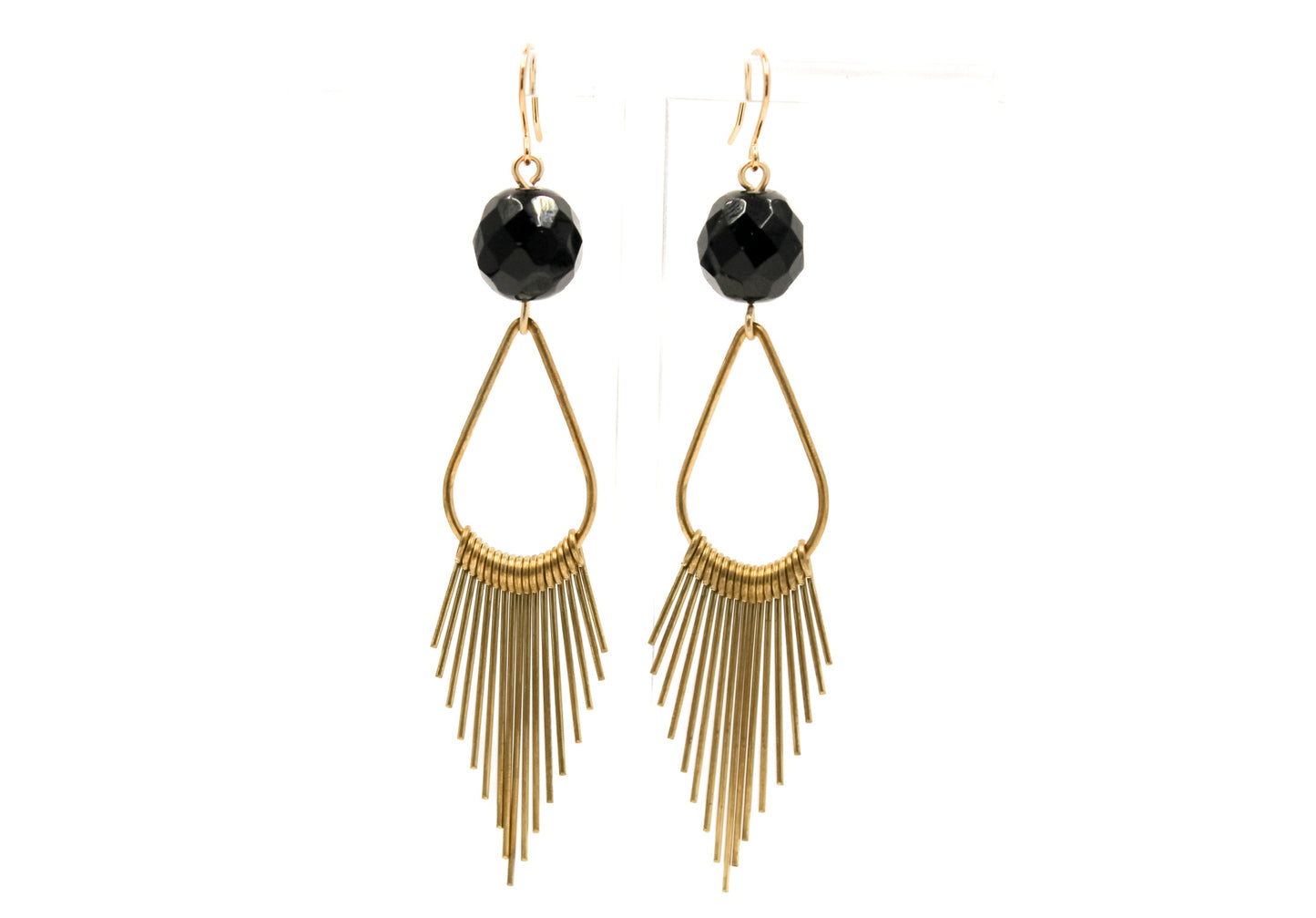 Onyx Brass Fringe Hoops