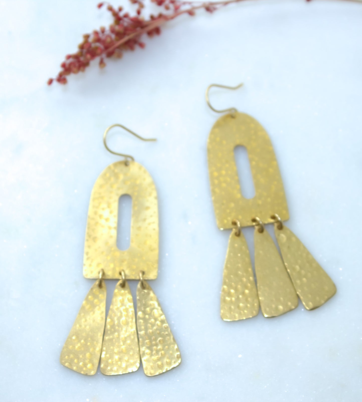 Hammered Brass Fringe Earrings