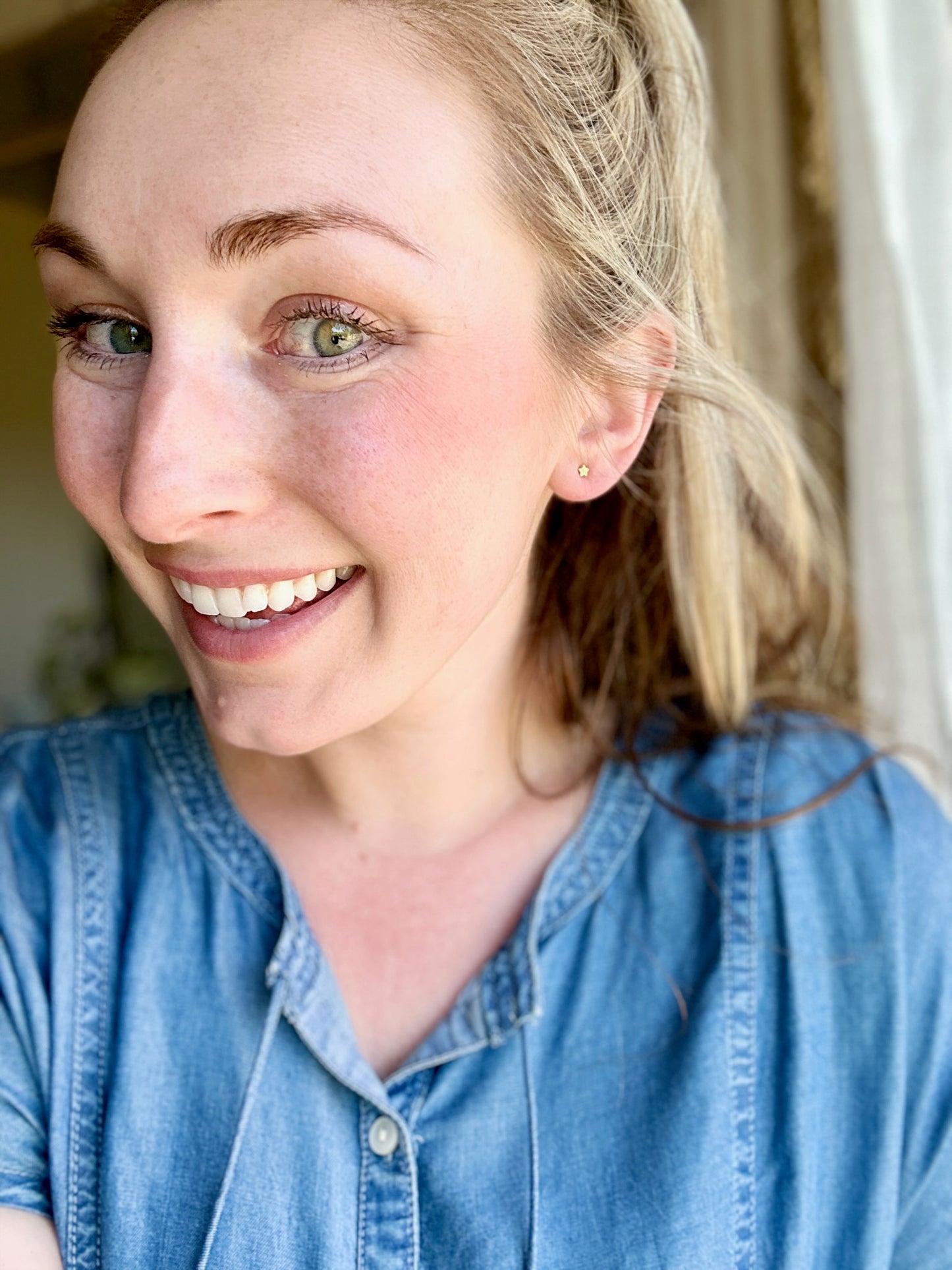 Dainty Raw Brass Star Stud Earrings