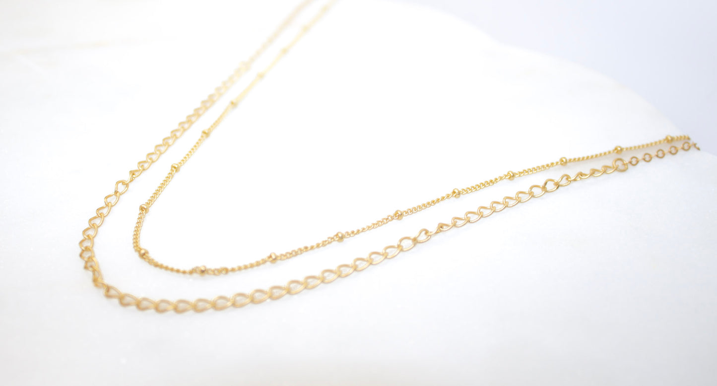 Double Strand Chain Necklace in Brass