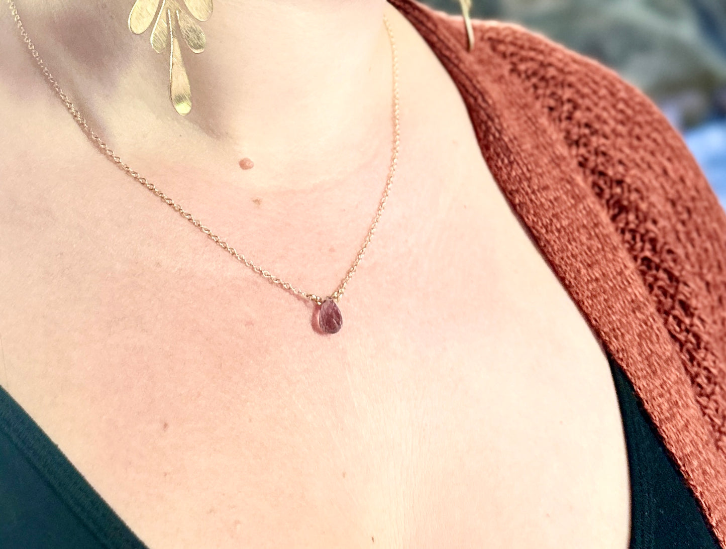 Mini Teardrop Moonstone Necklace in Lilac