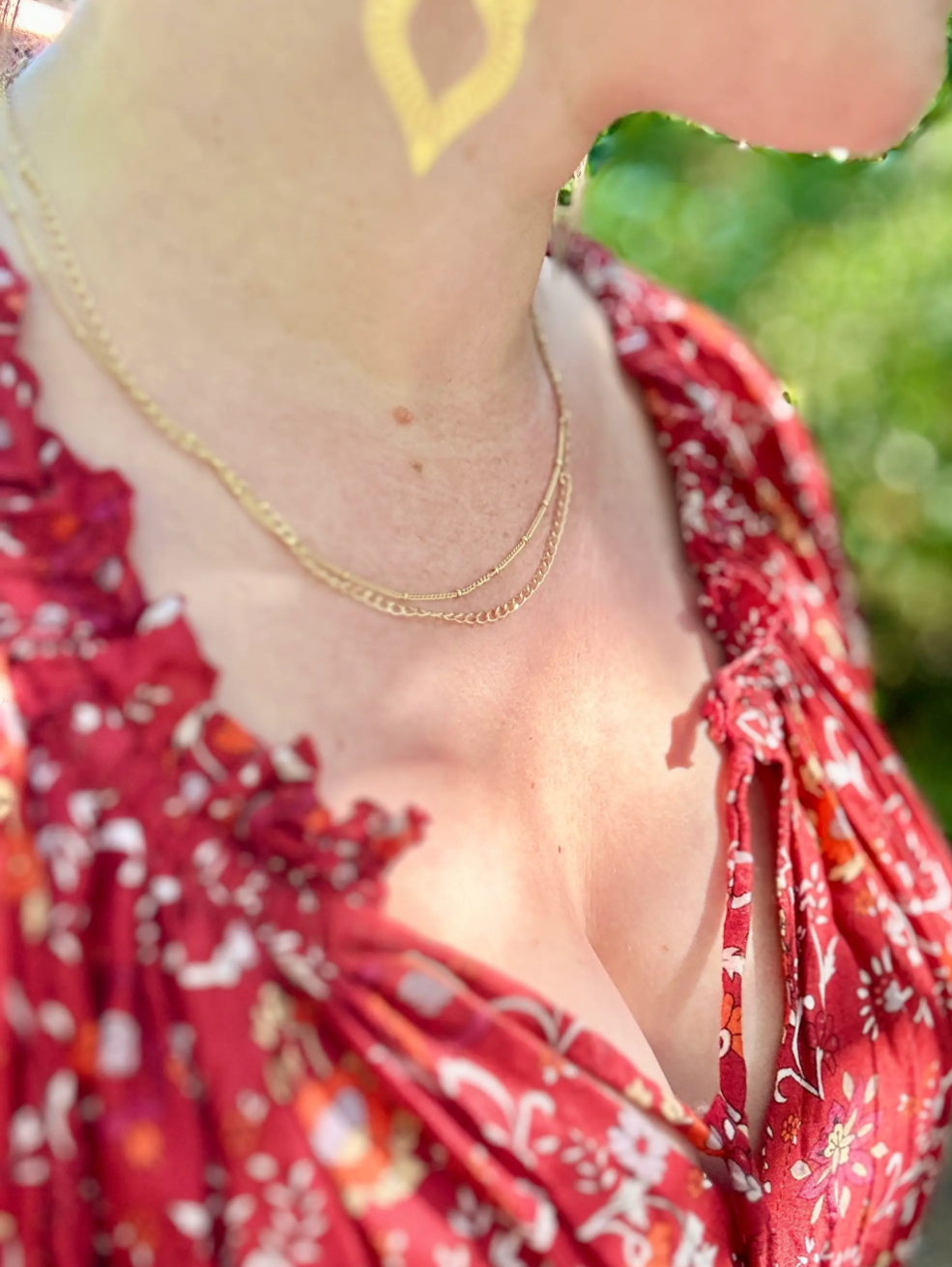 Double Strand Chain Necklace in Brass