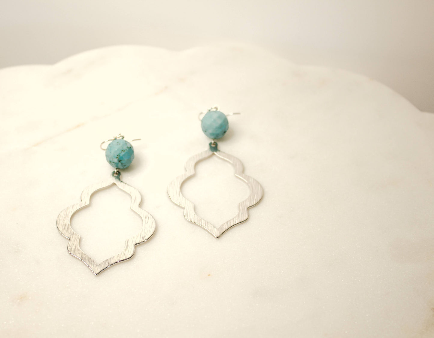 Turquoise and silver Moroccan Style earrings