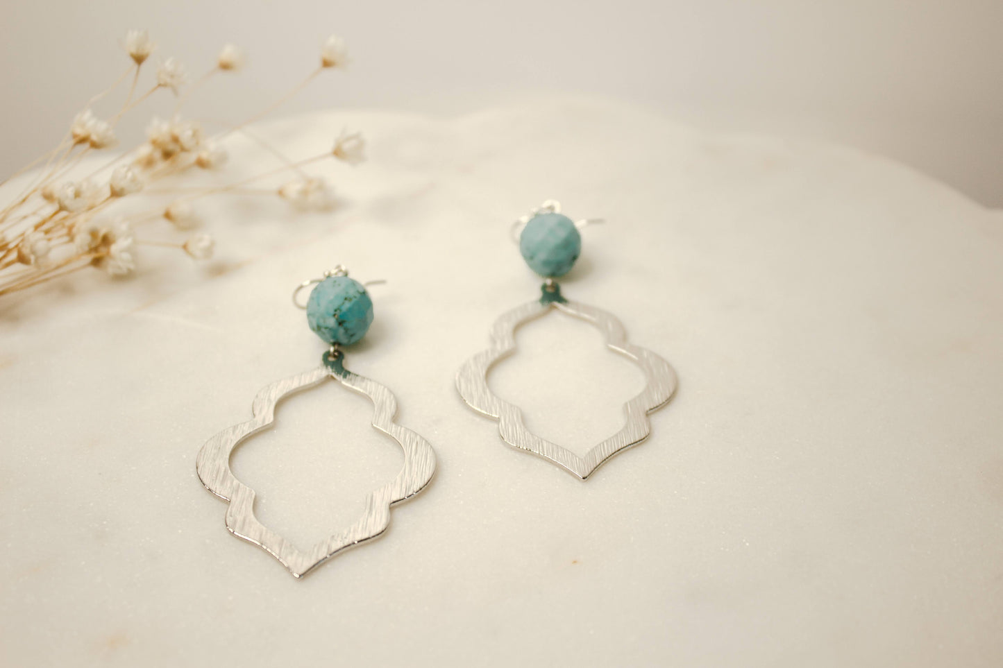Turquoise and silver Moroccan Style earrings