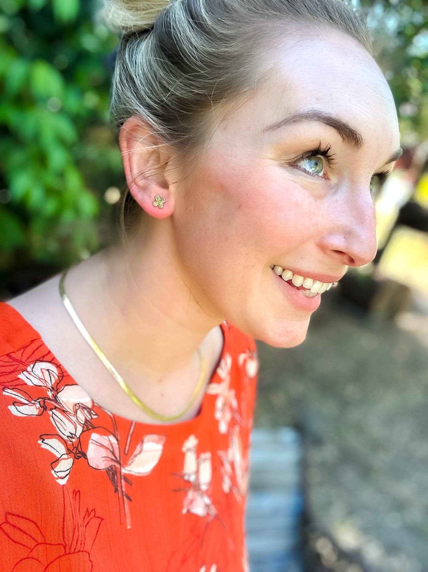 Brass X Stud Earrings