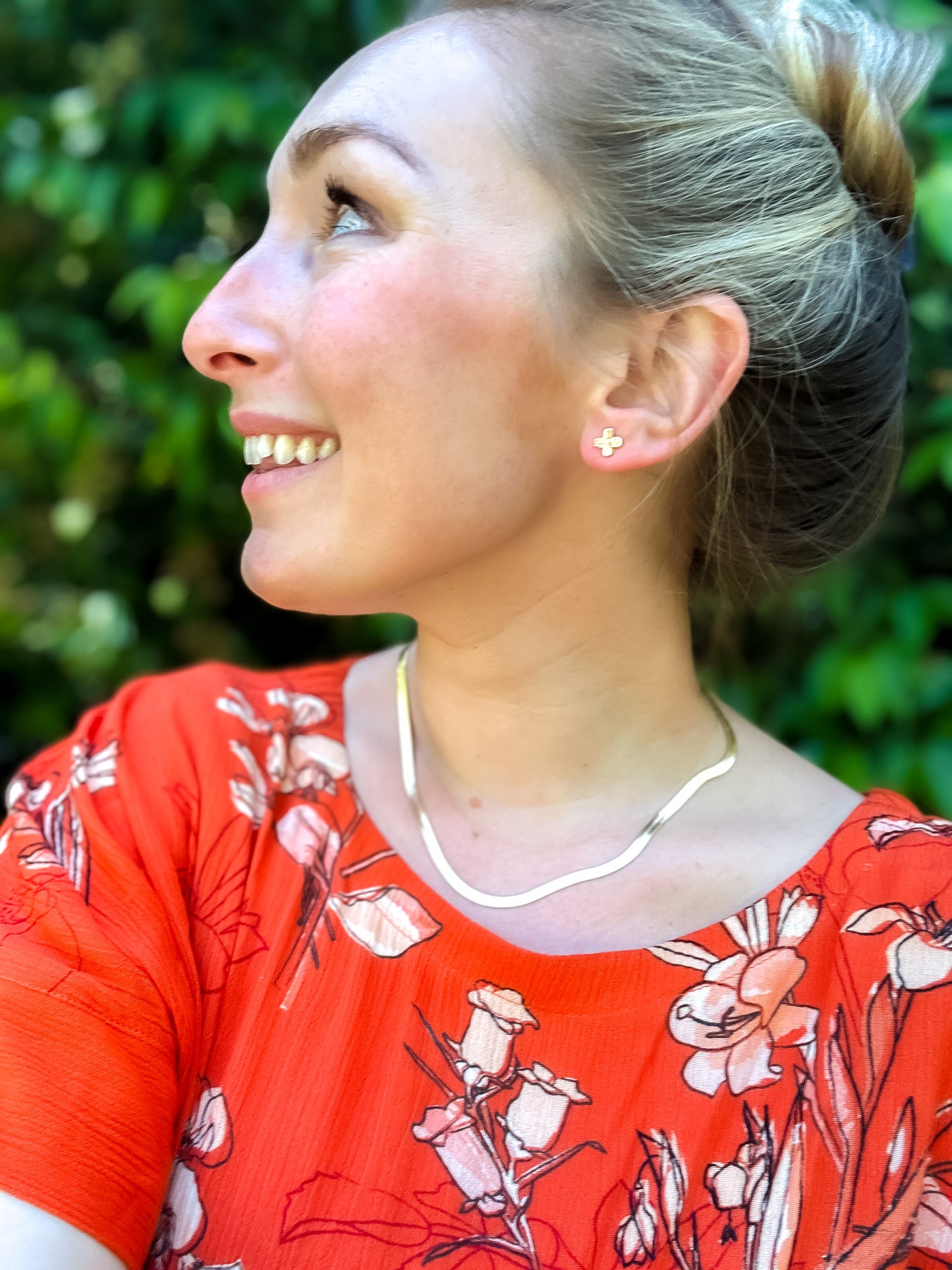 Brass X Stud Earrings