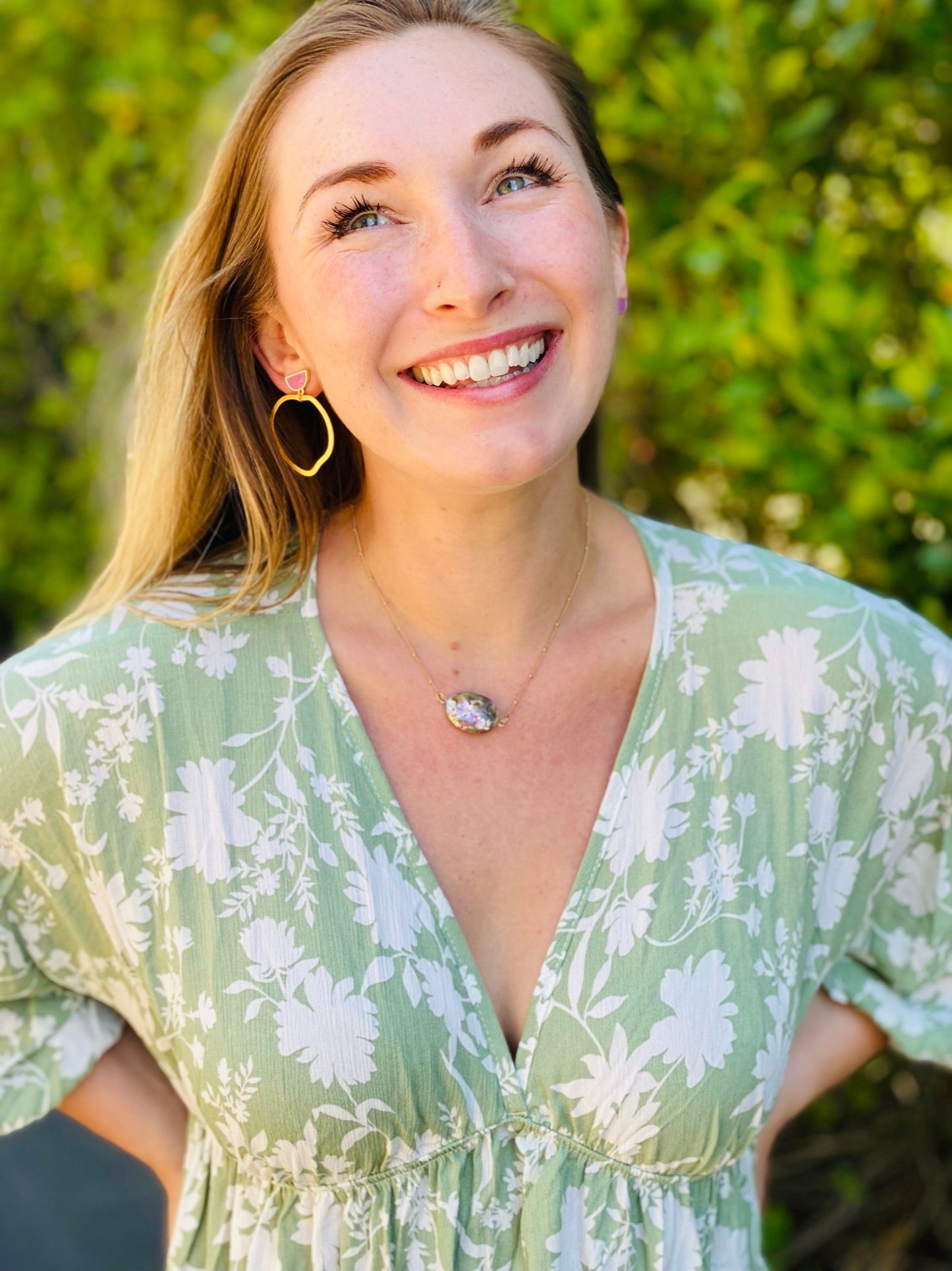 Abstract Hoop Earrings in Gold and Pink