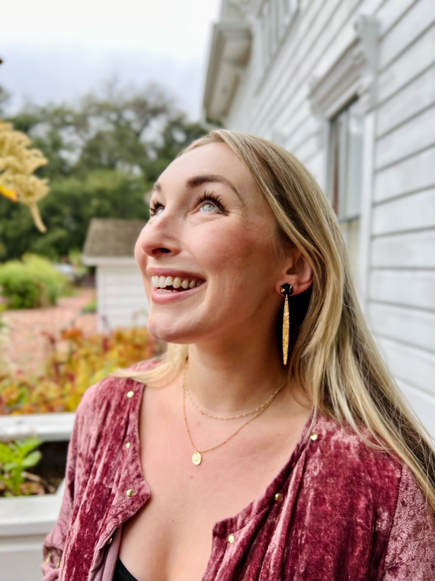Black and Gold Confetti Hex Earrings