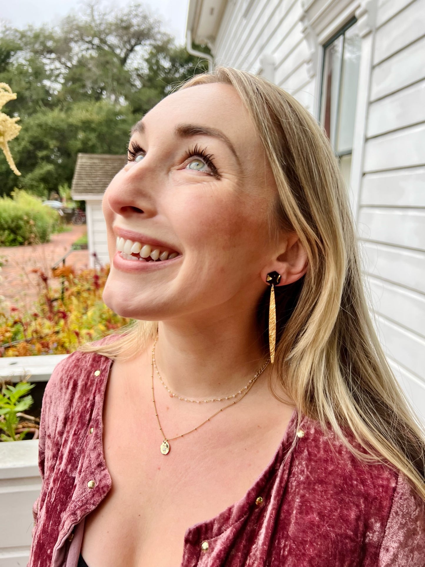 Black and Gold Confetti Hex Earrings