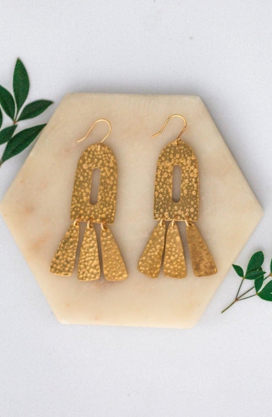 Hammered Brass Fringe Earrings