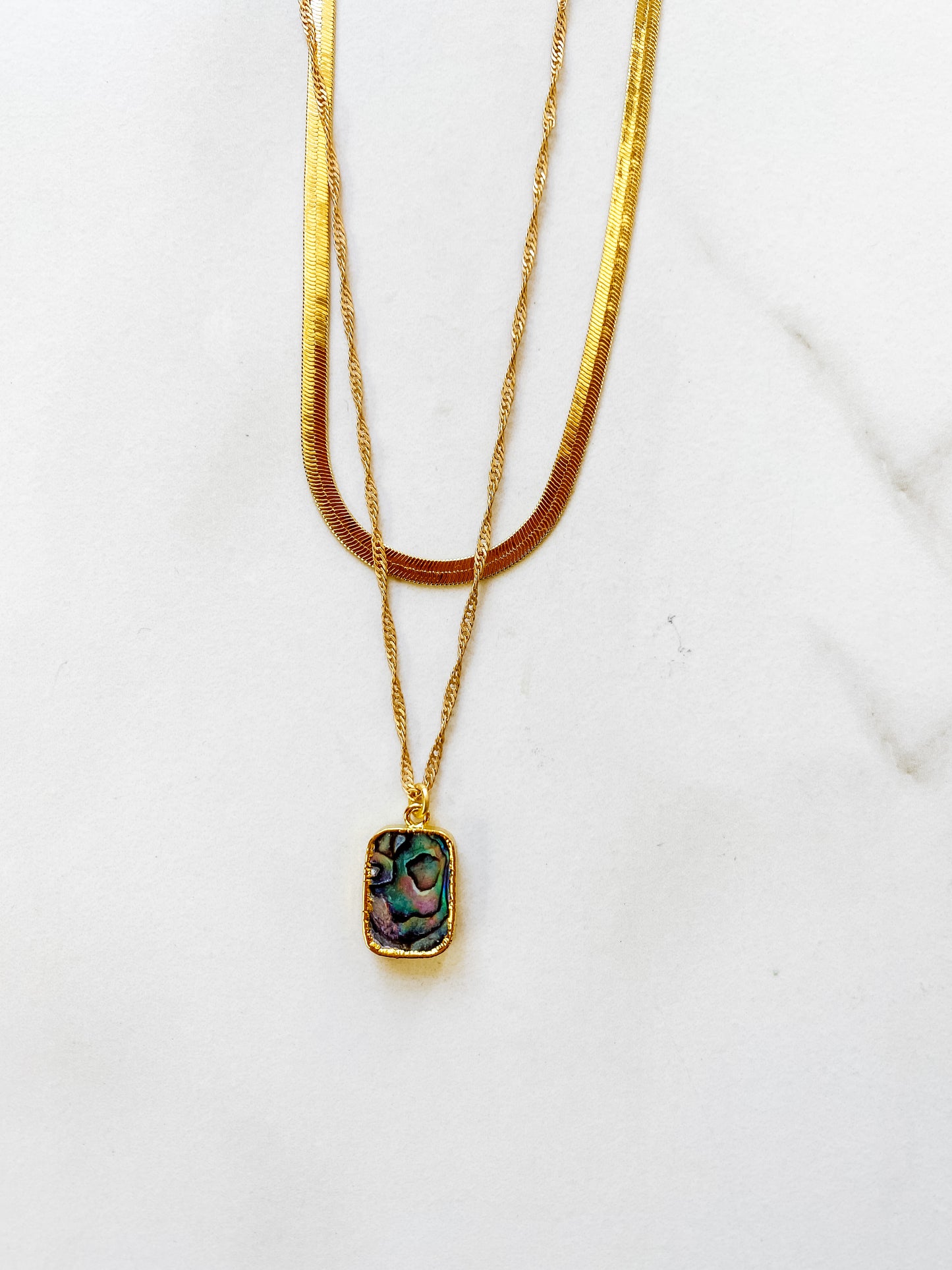 Brass Herringbone Necklace
