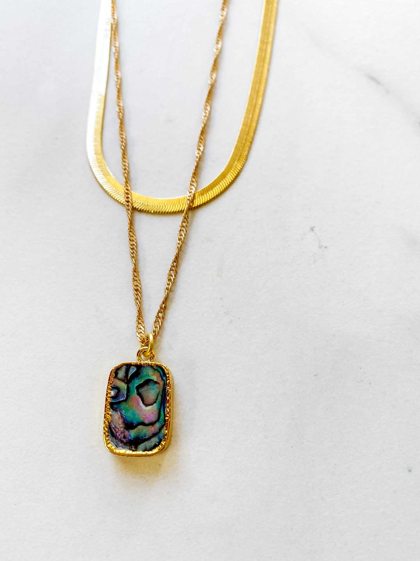 Brass Herringbone Necklace