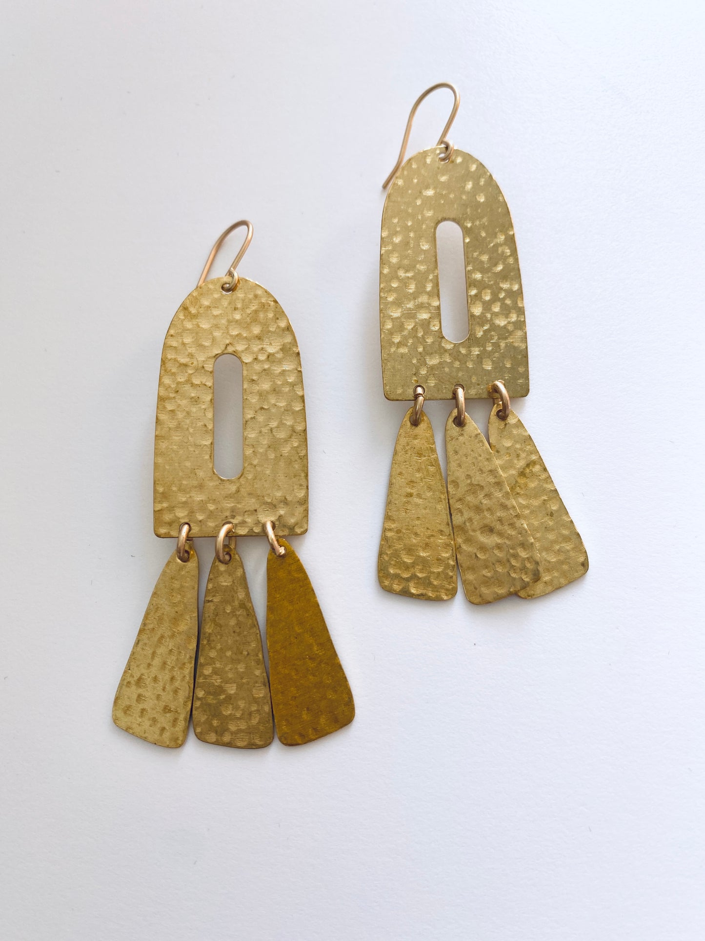 Hammered Brass Fringe Earrings