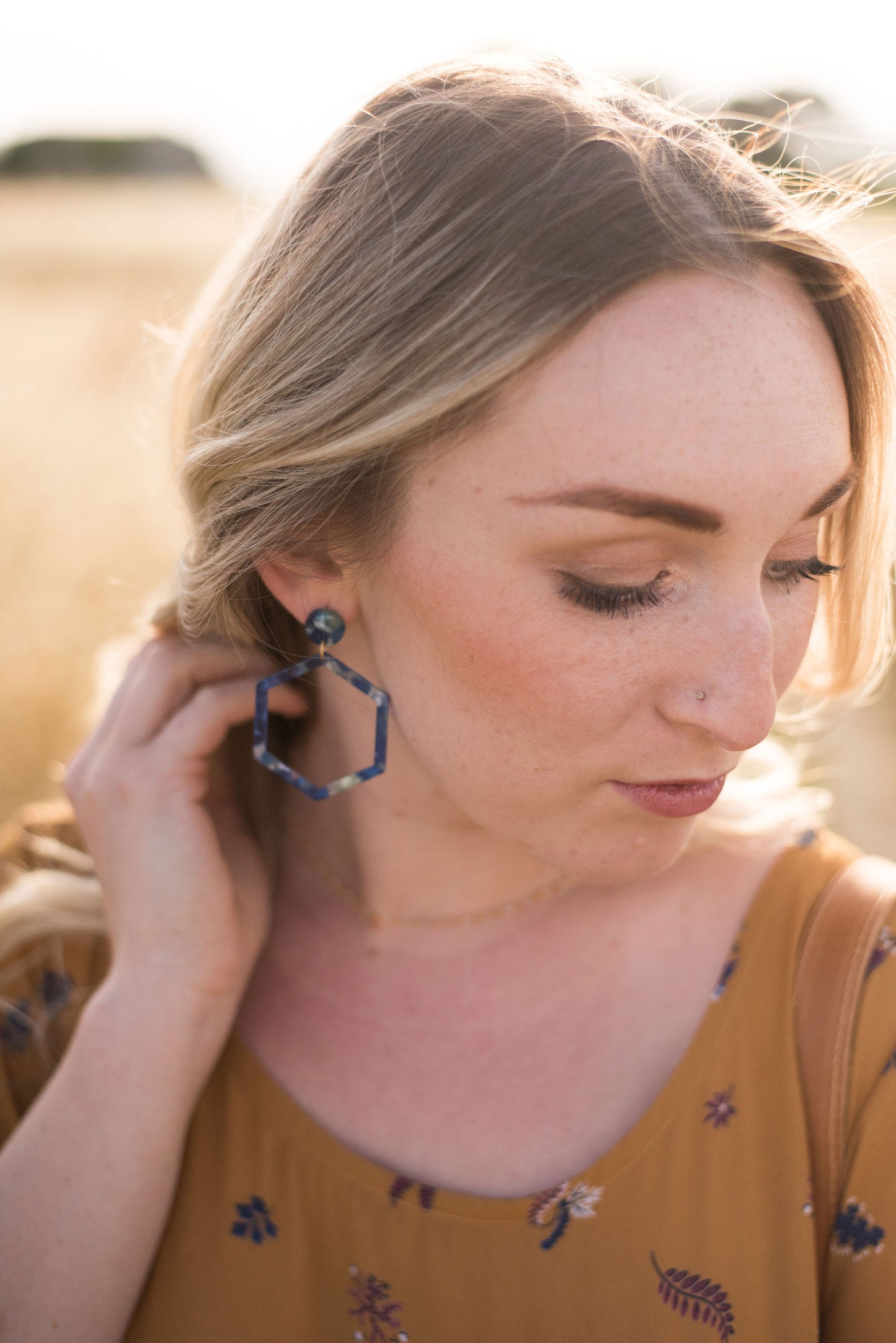 Indigo Hex Earrings
