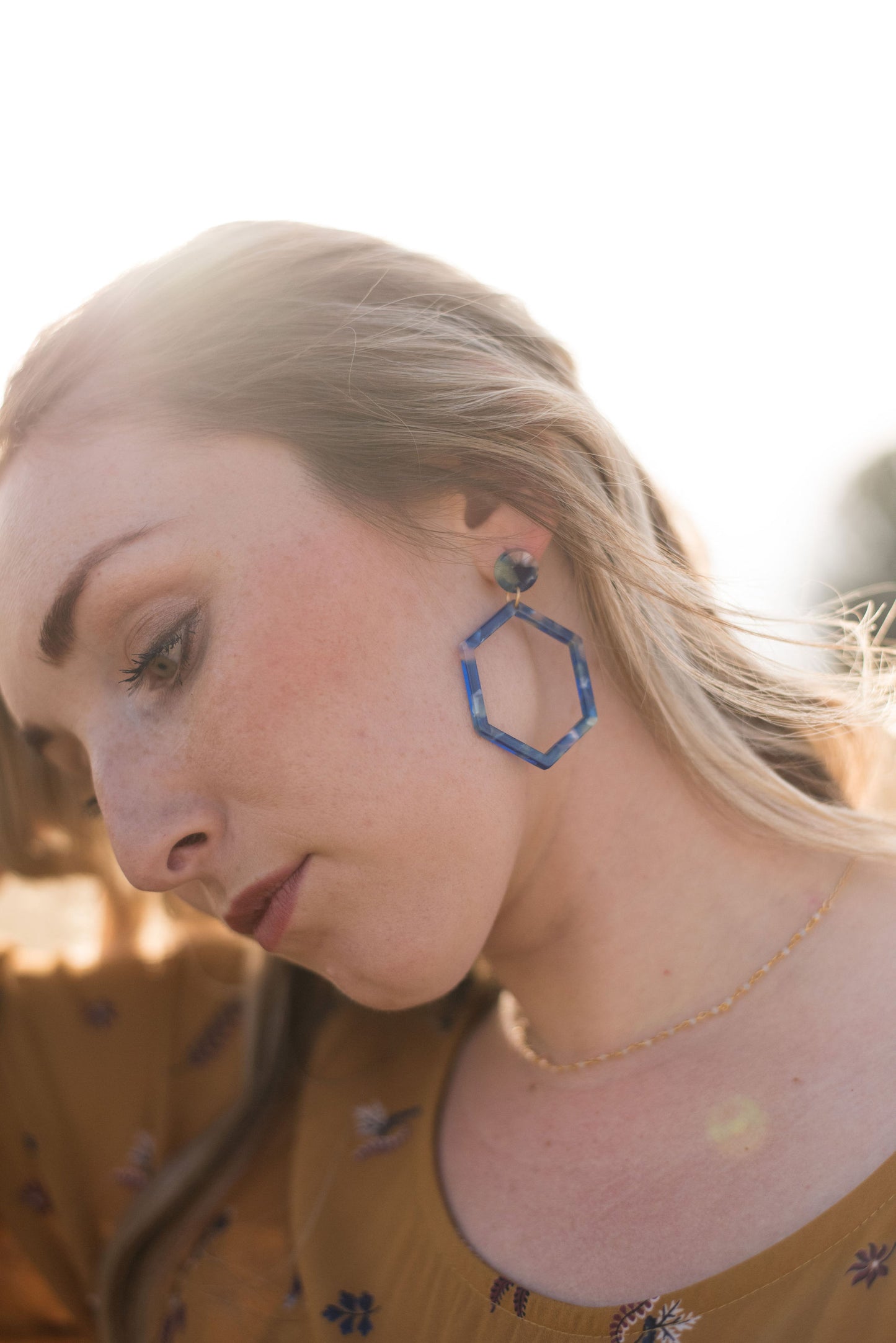Indigo Hex Earrings
