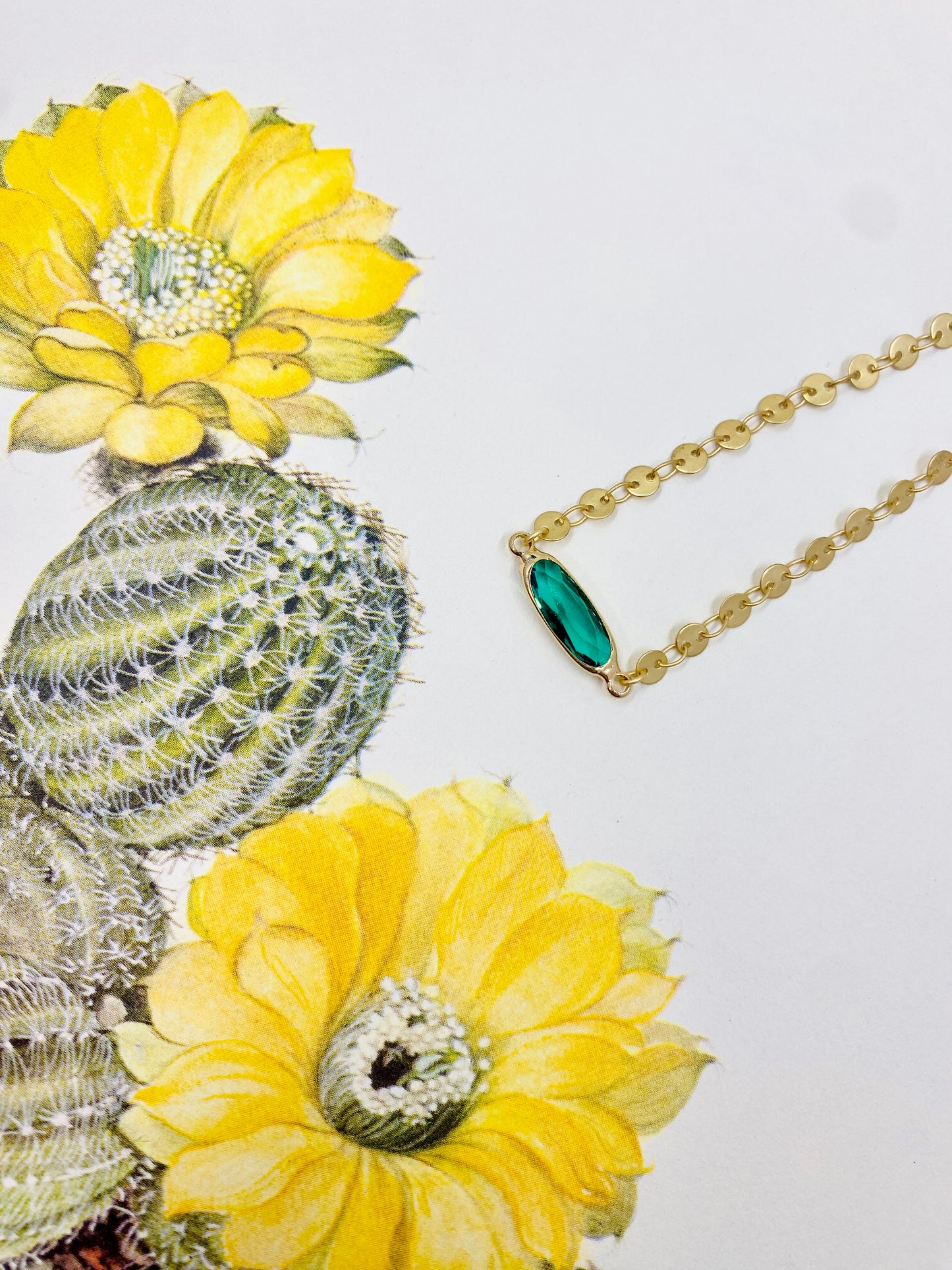 Oval Sea Green Bracelet with Coin Chain