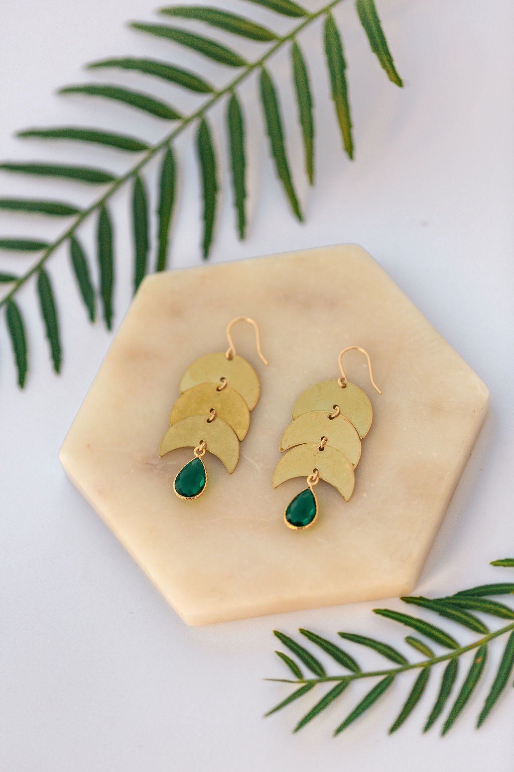 Emerald Moon Earrings