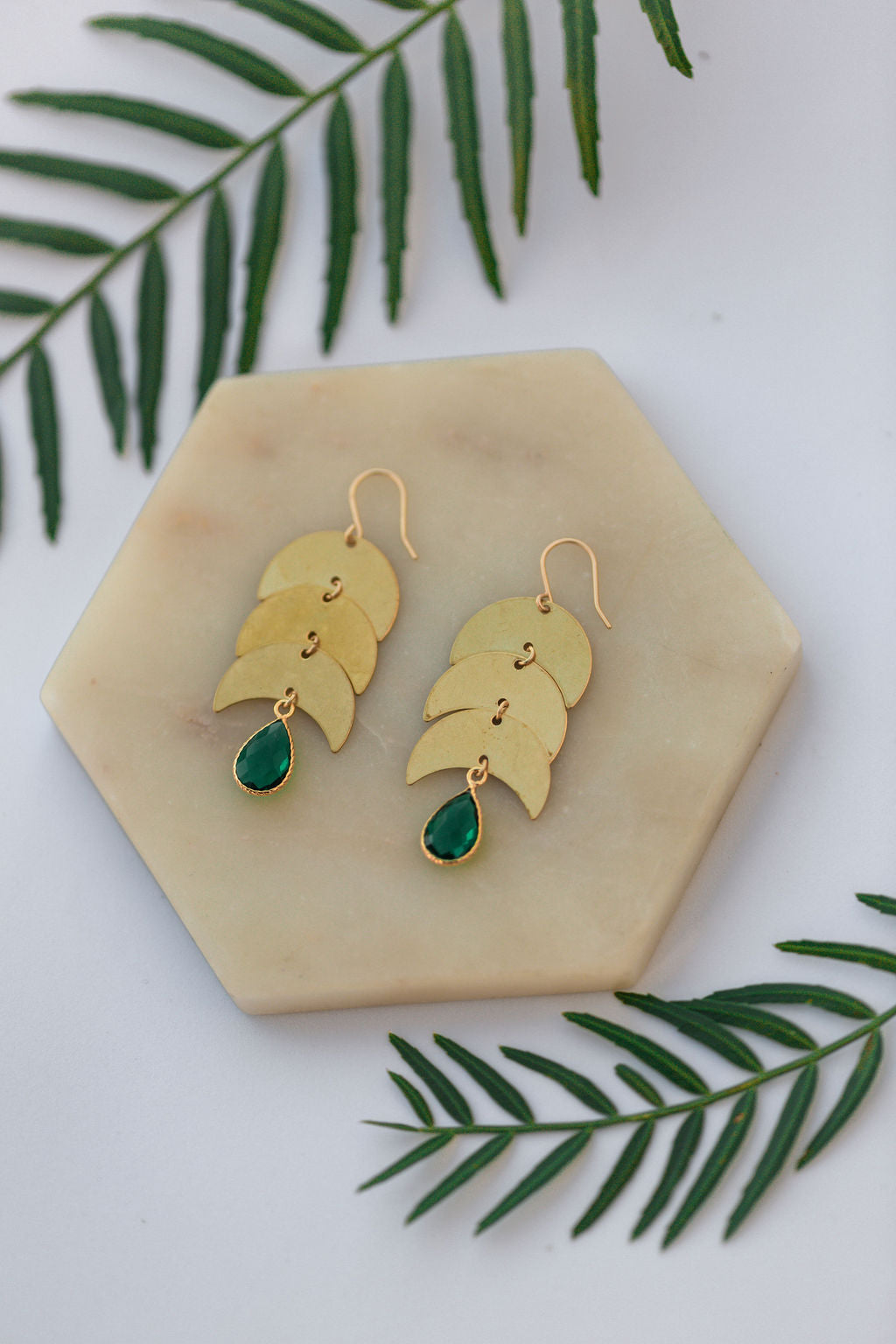 Emerald Moon Earrings