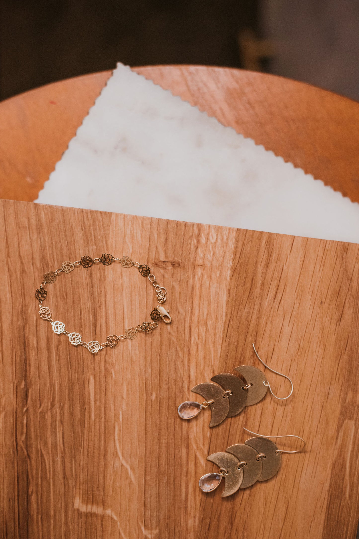 Crystal Quartz Moon Earrings