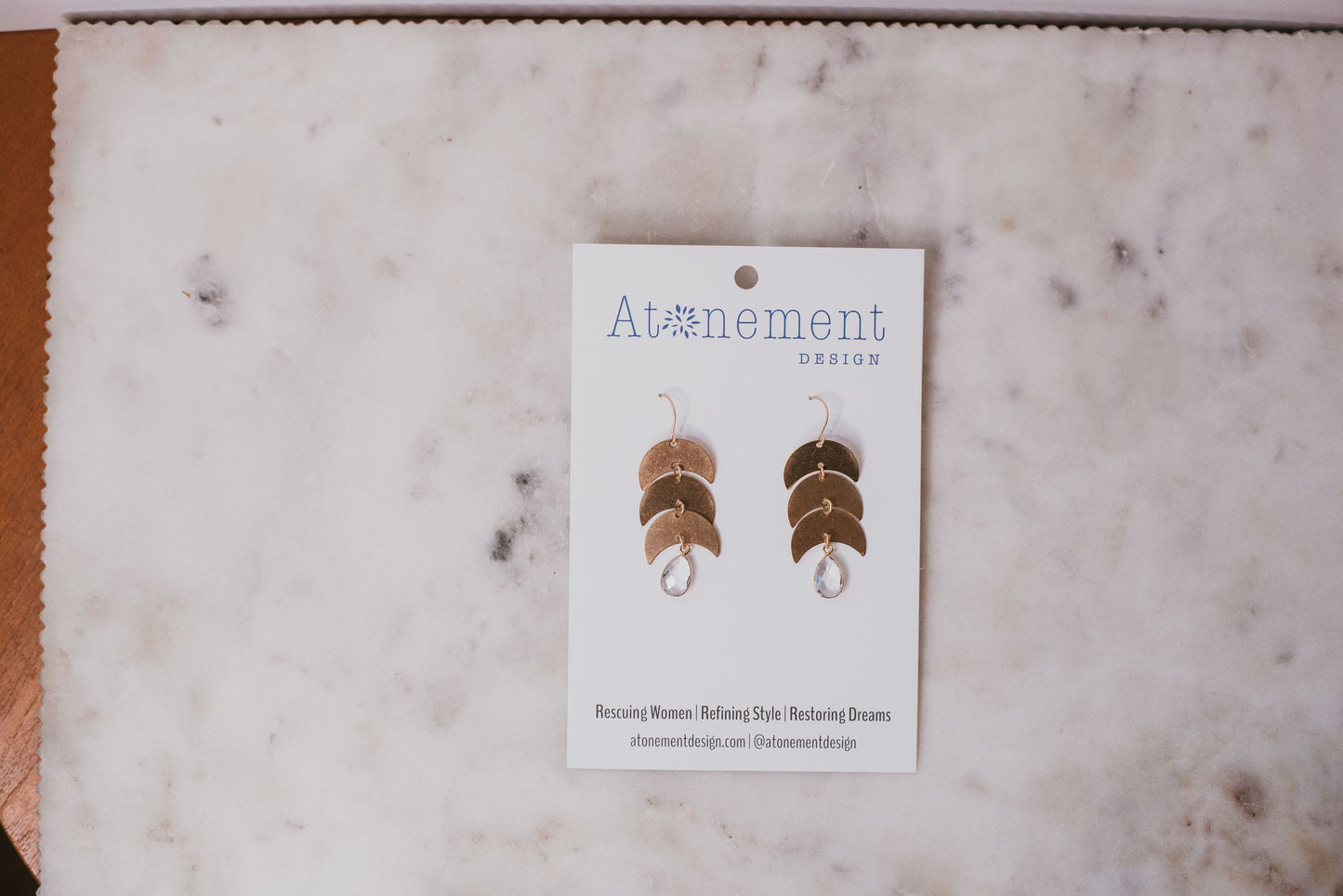 Crystal Quartz Moon Earrings