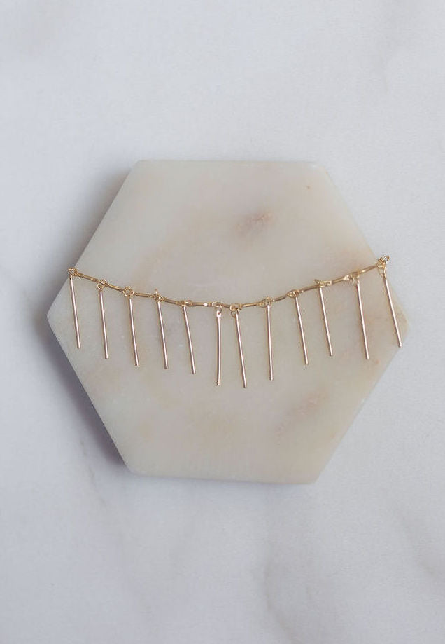 Gold Fringe Statement Necklace