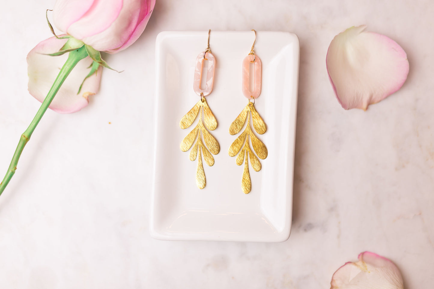 Pink Leaf Earrings