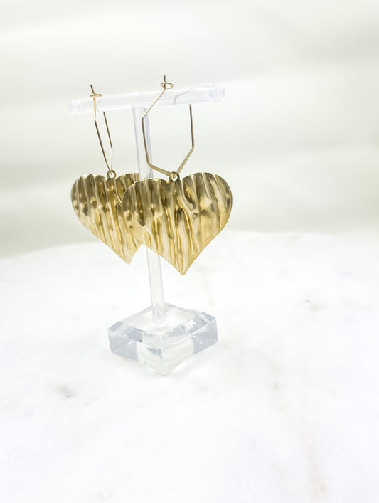 Brass Heart Hoops