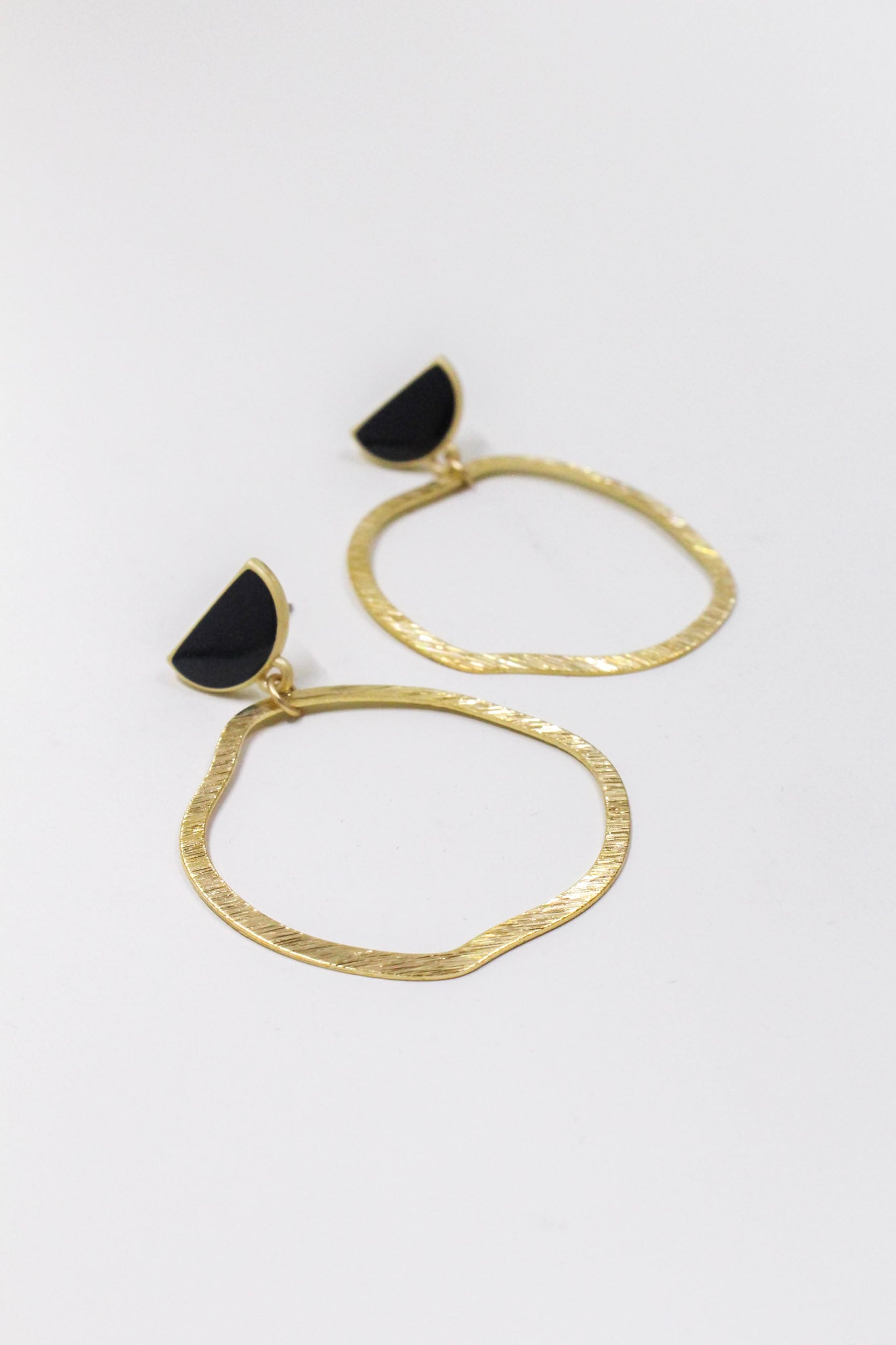 Abstract Hoop Earrings in Gold and Black