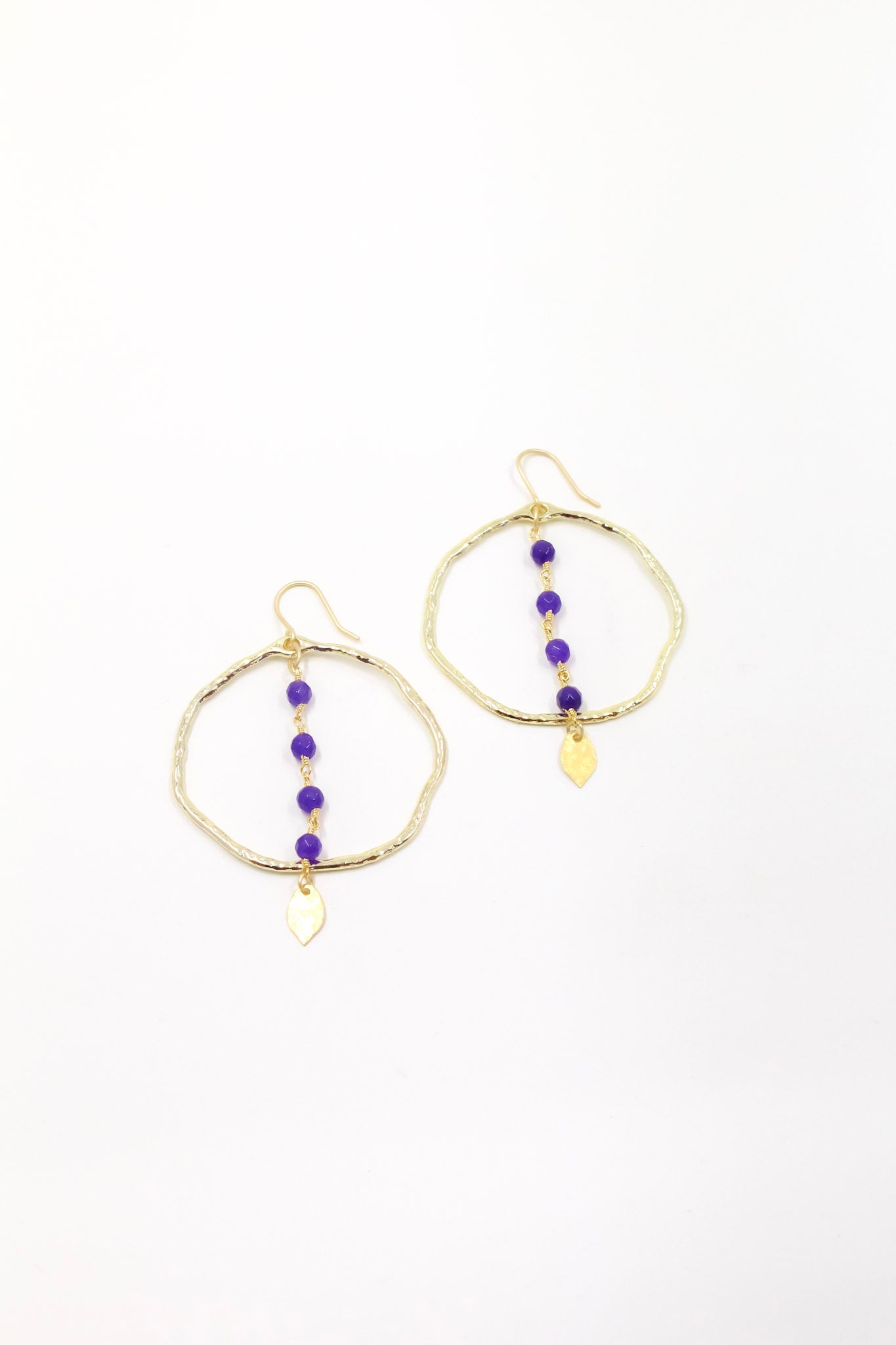 Amethyst Rosary Hoop Earrings