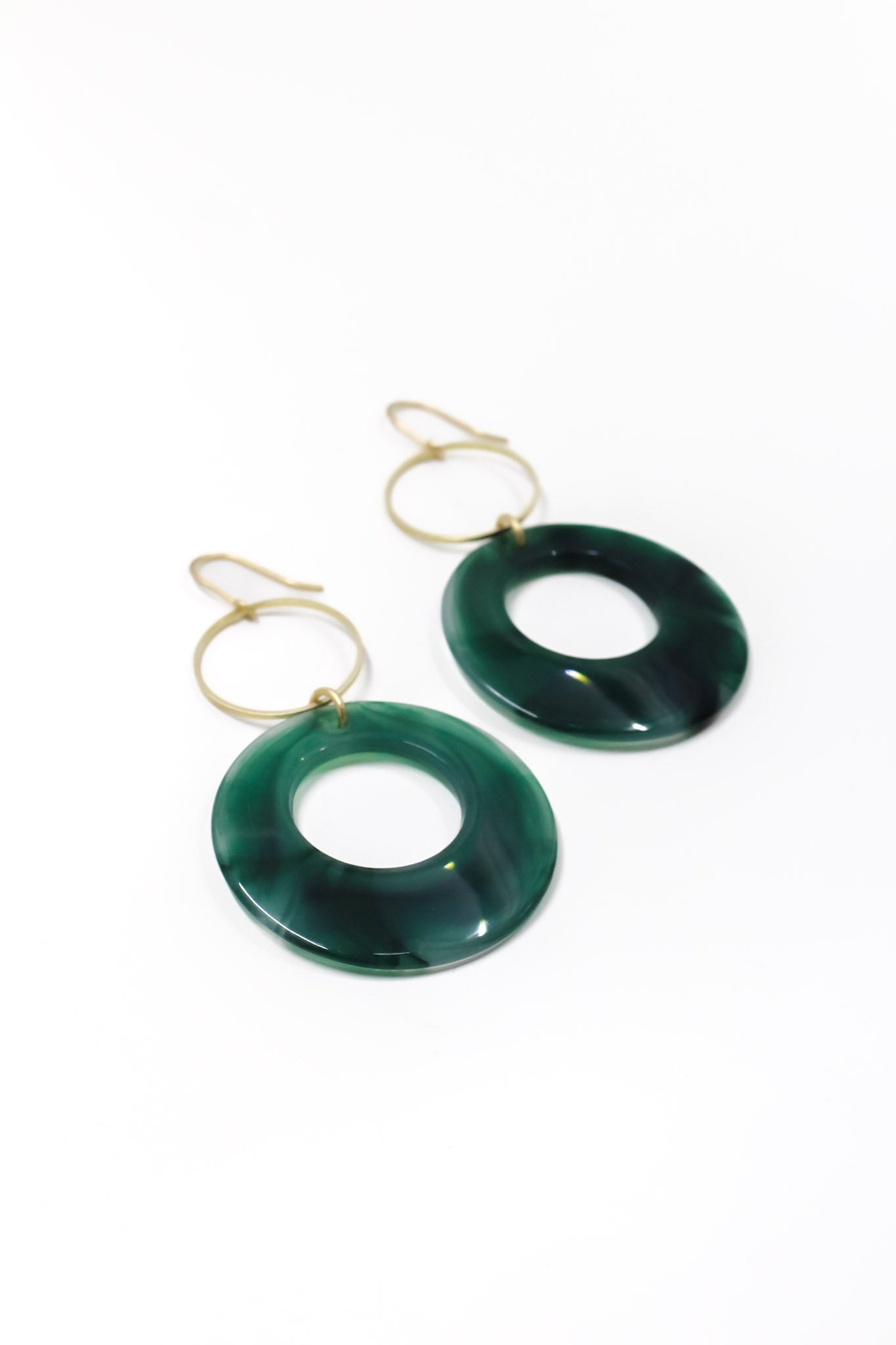 Marbled Emerald Double Hoops