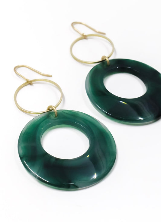 Marbled Emerald Double Hoops