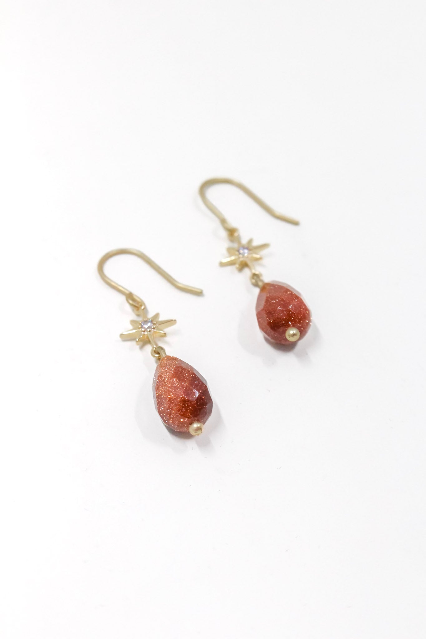 Red Sandstone Star Gazer Teardrop Earrings