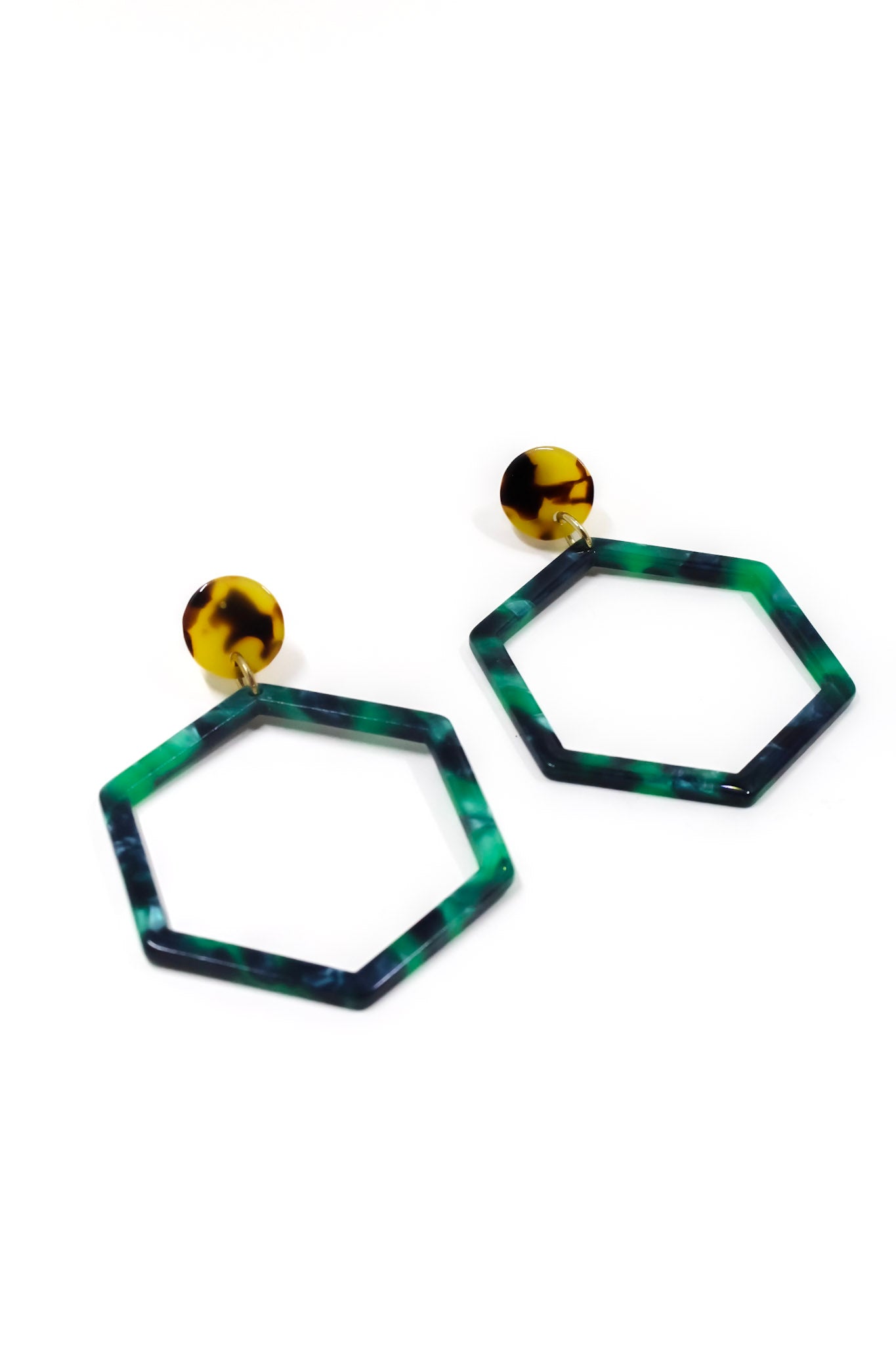 Green Hex Earrings