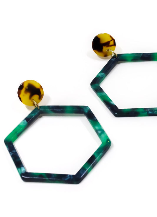Green Hex Earrings