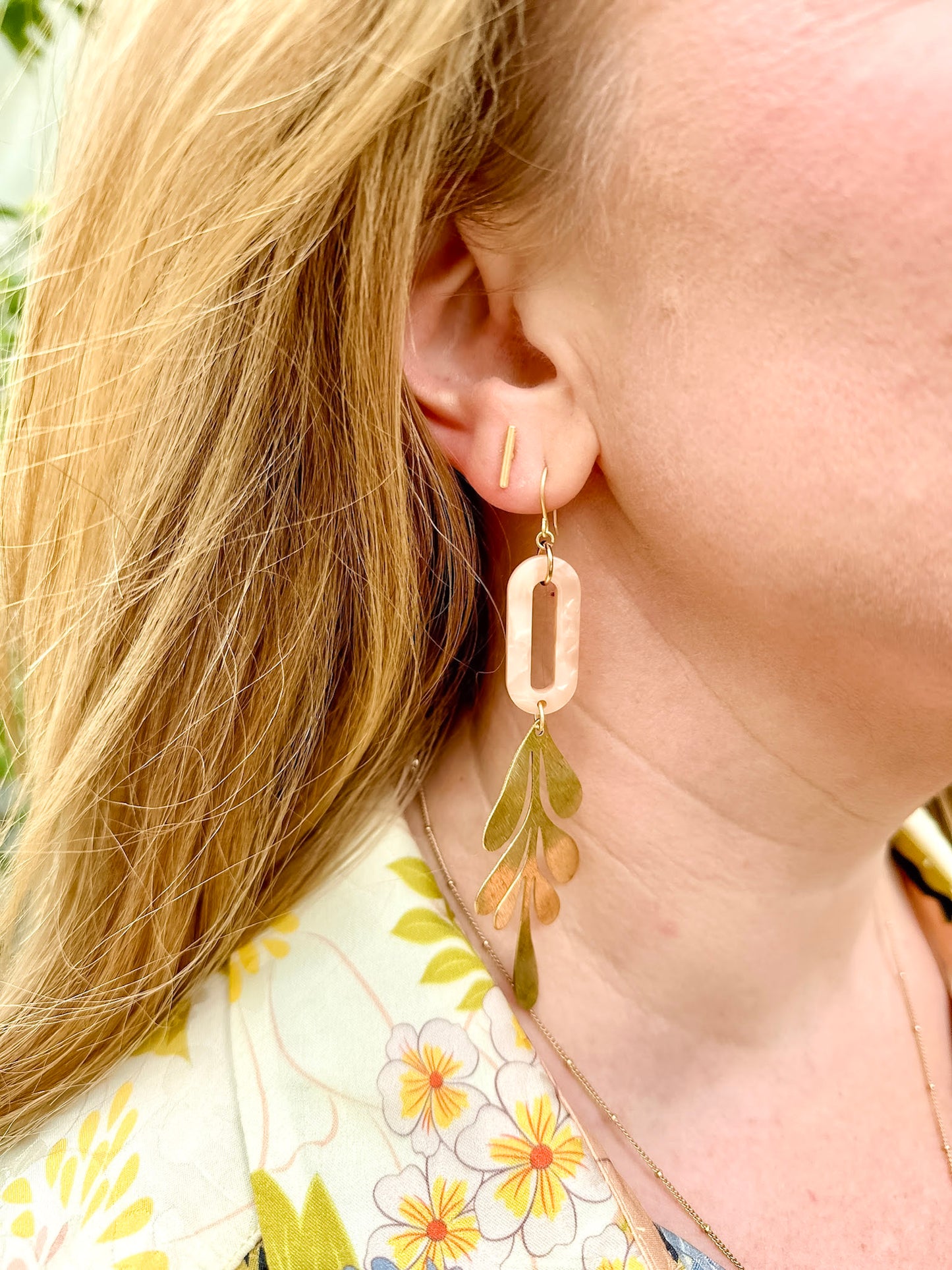 Pink Leaf Earrings