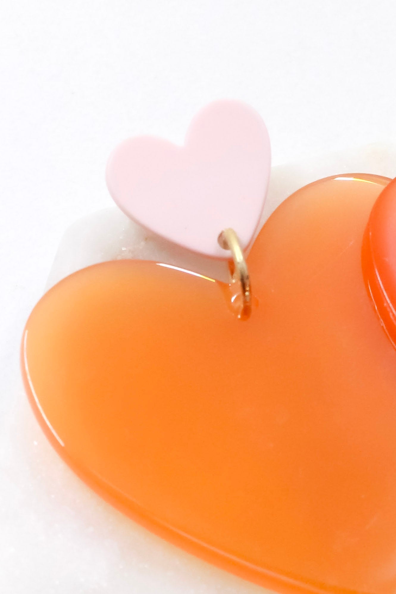 Two Tone Heart Studs with Blush and Orange