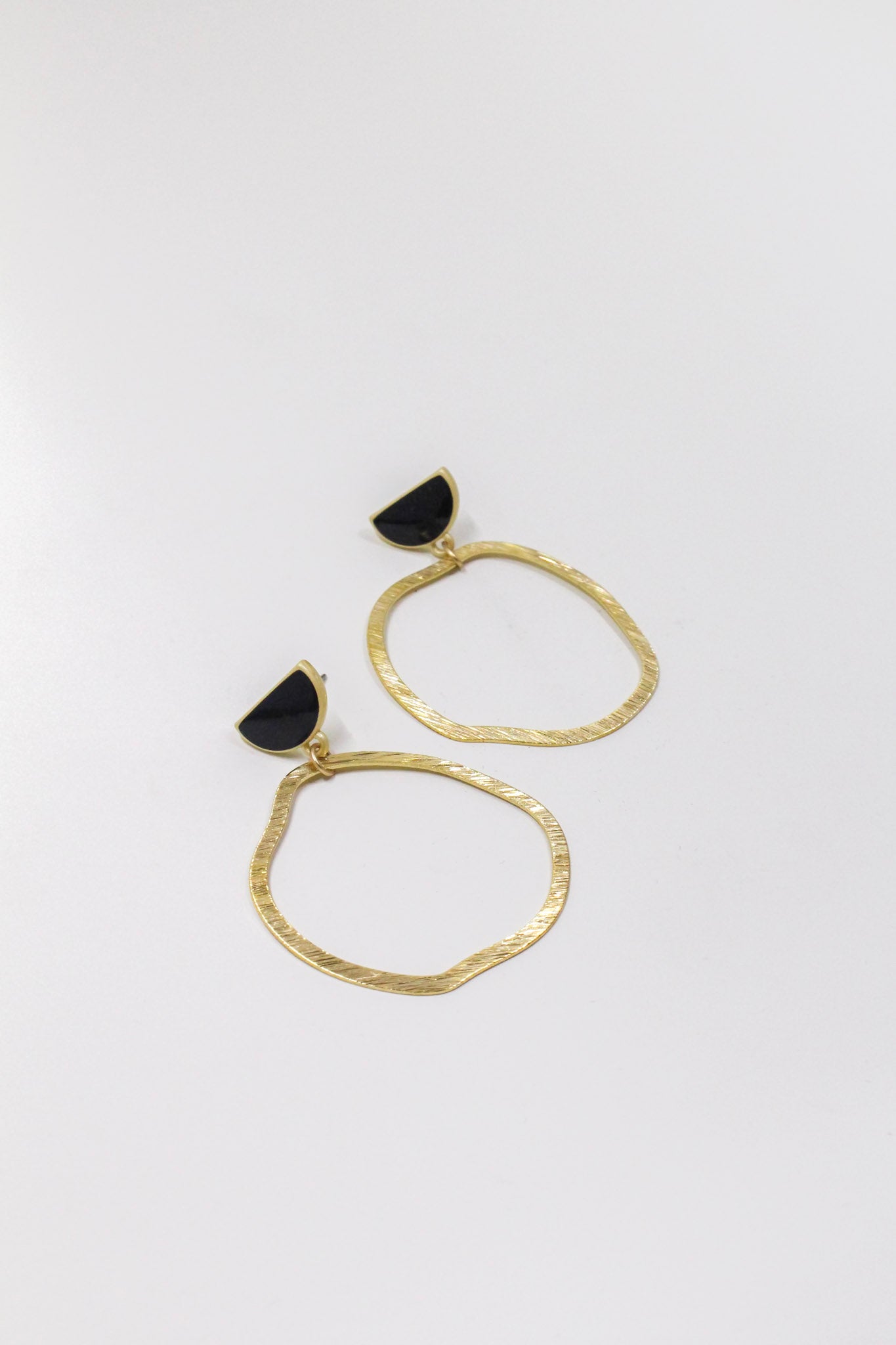 Abstract Hoop Earrings in Gold and Black