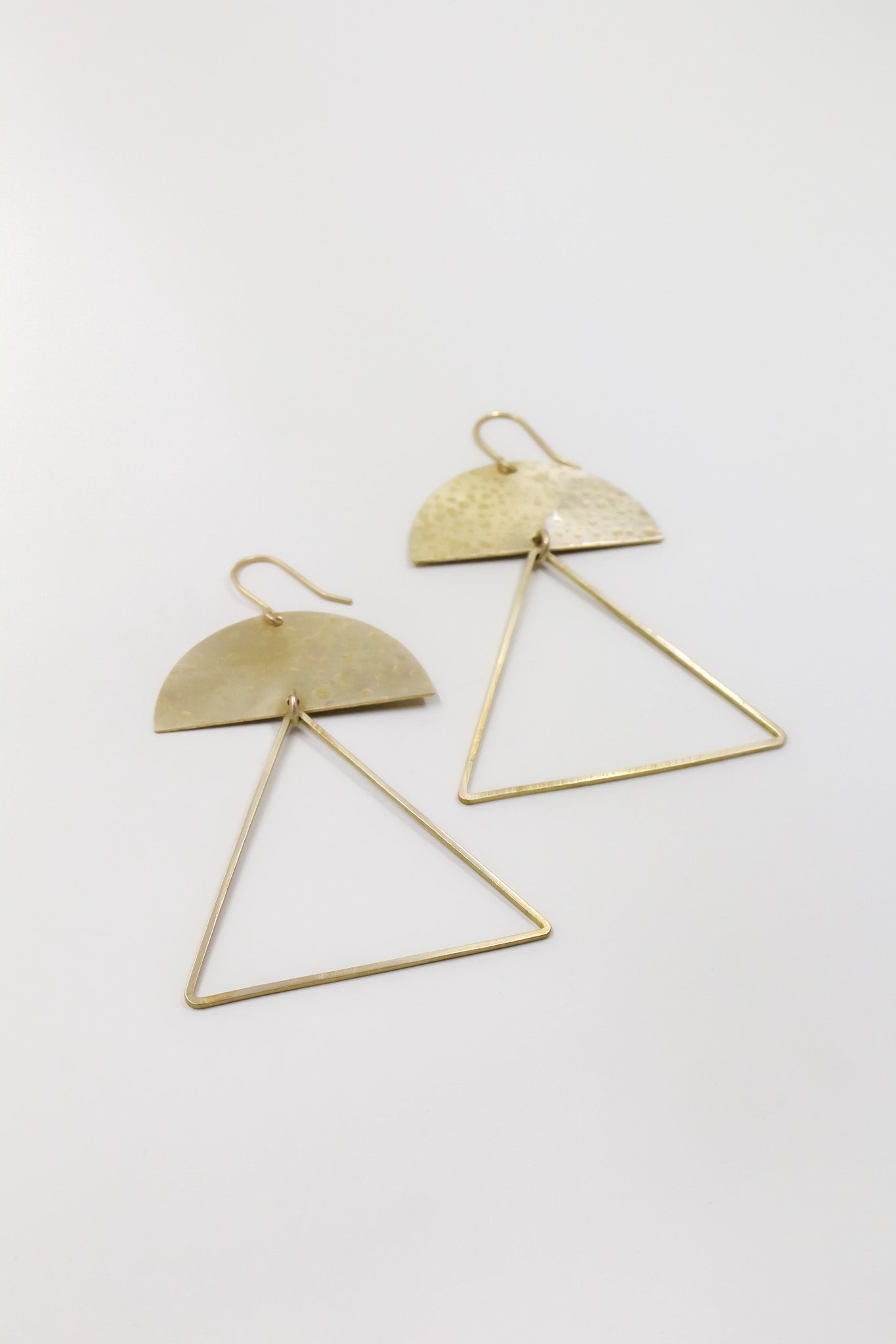 Hammered Open Triangle Statement Earrings