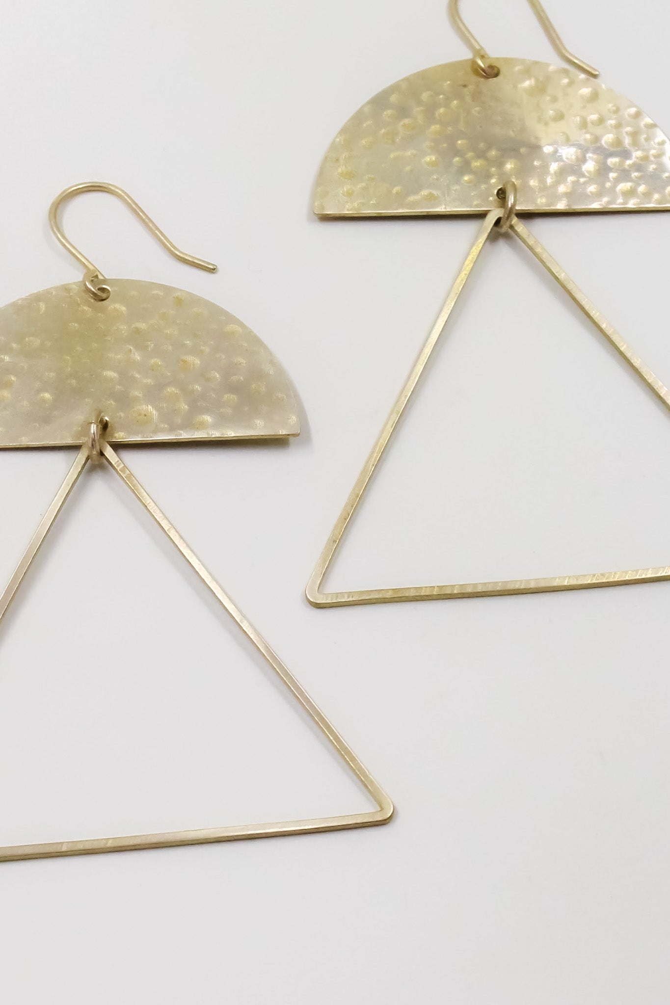 Hammered Open Triangle Statement Earrings