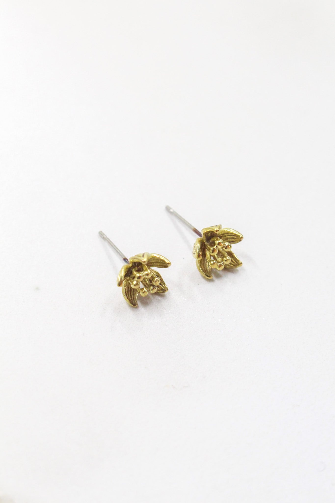Brass Water Lily Stud Earrings