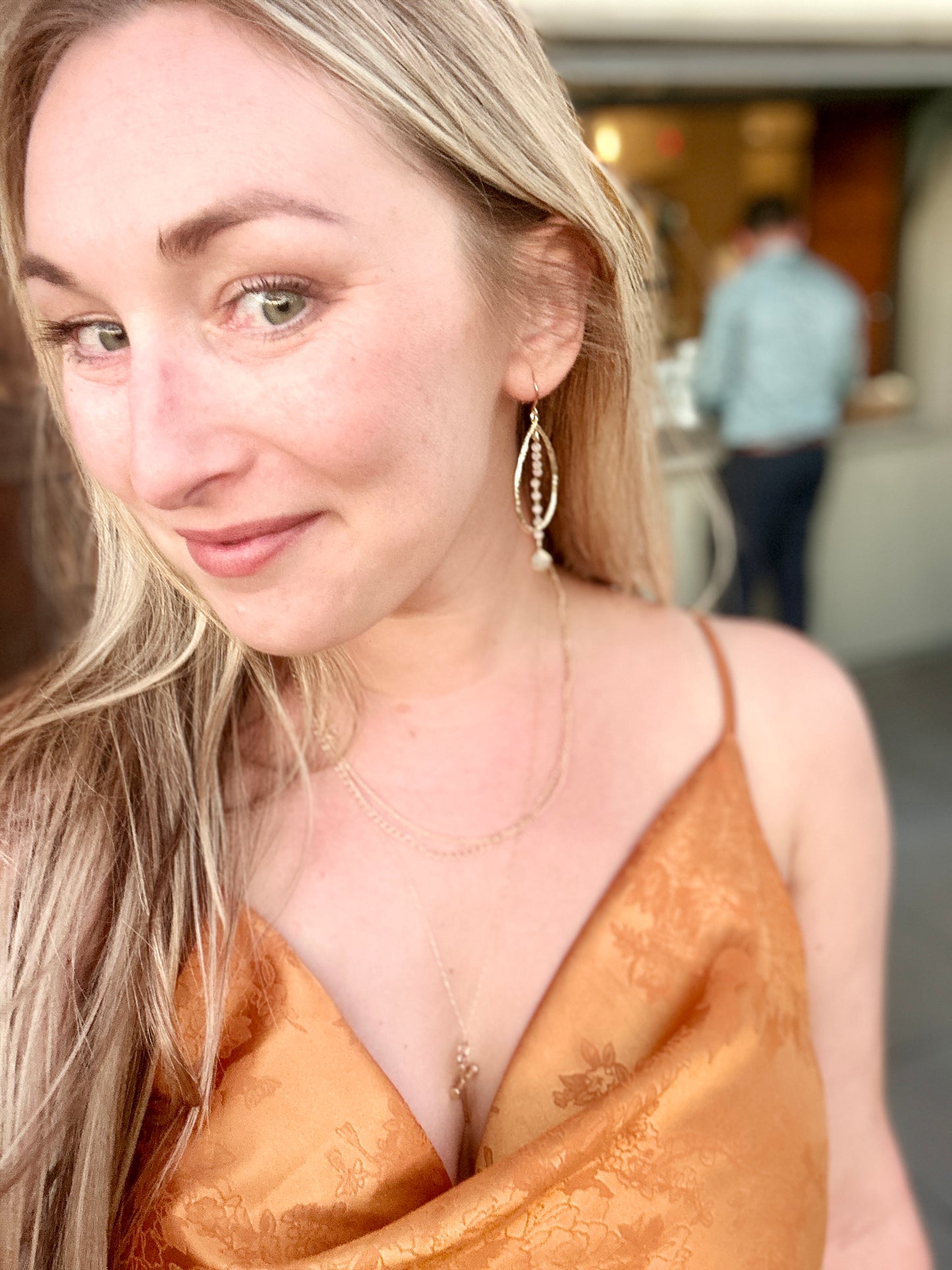 Moonstone Rosary Teardrop Hoop Earrings