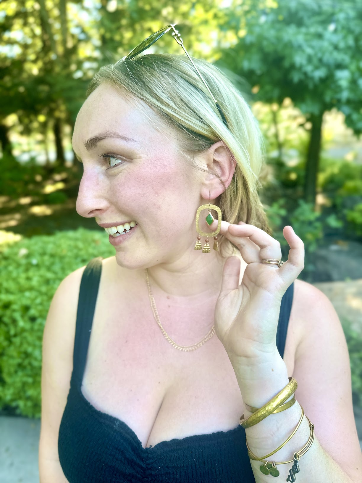 Sandstone + Emerald Fringe Hoops
