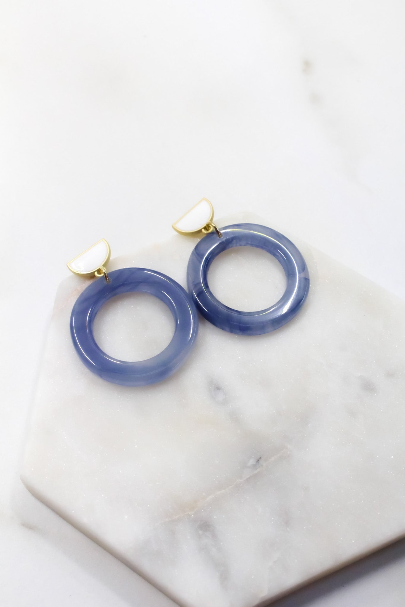 Marbled Blue Acetate Hoops