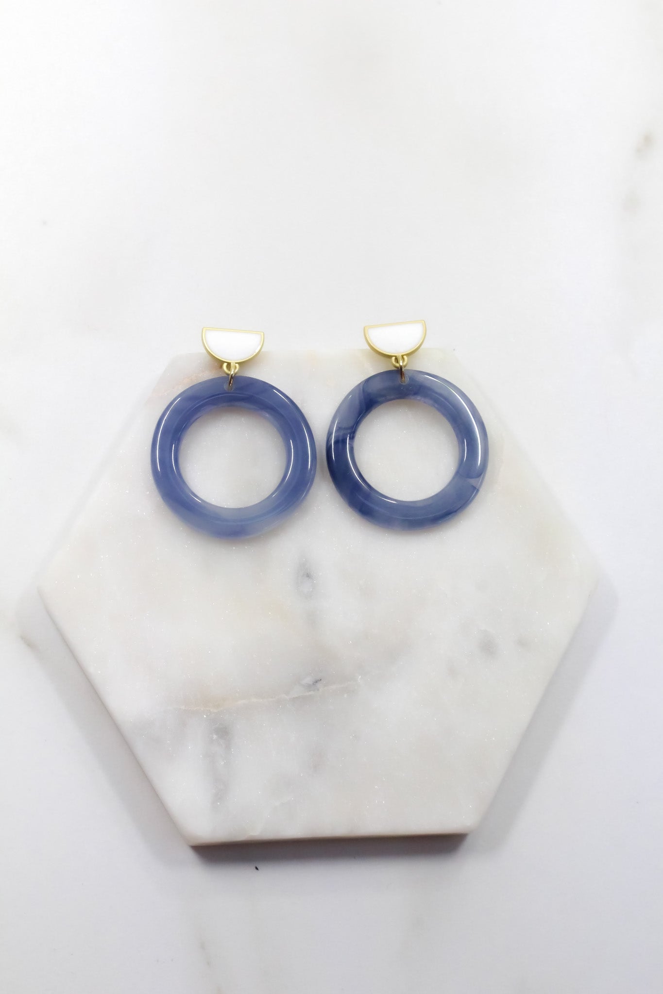 Marbled Blue Acetate Hoops