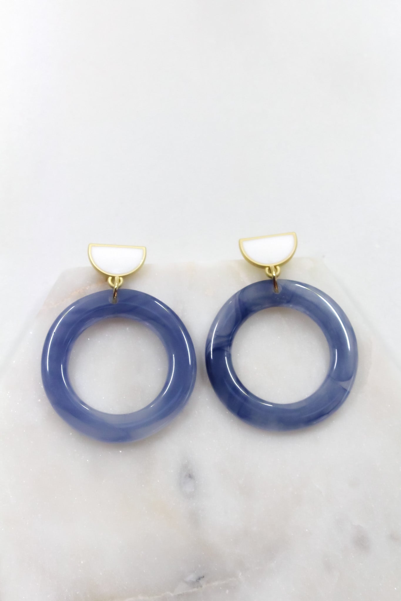 Marbled Blue Acetate Hoops