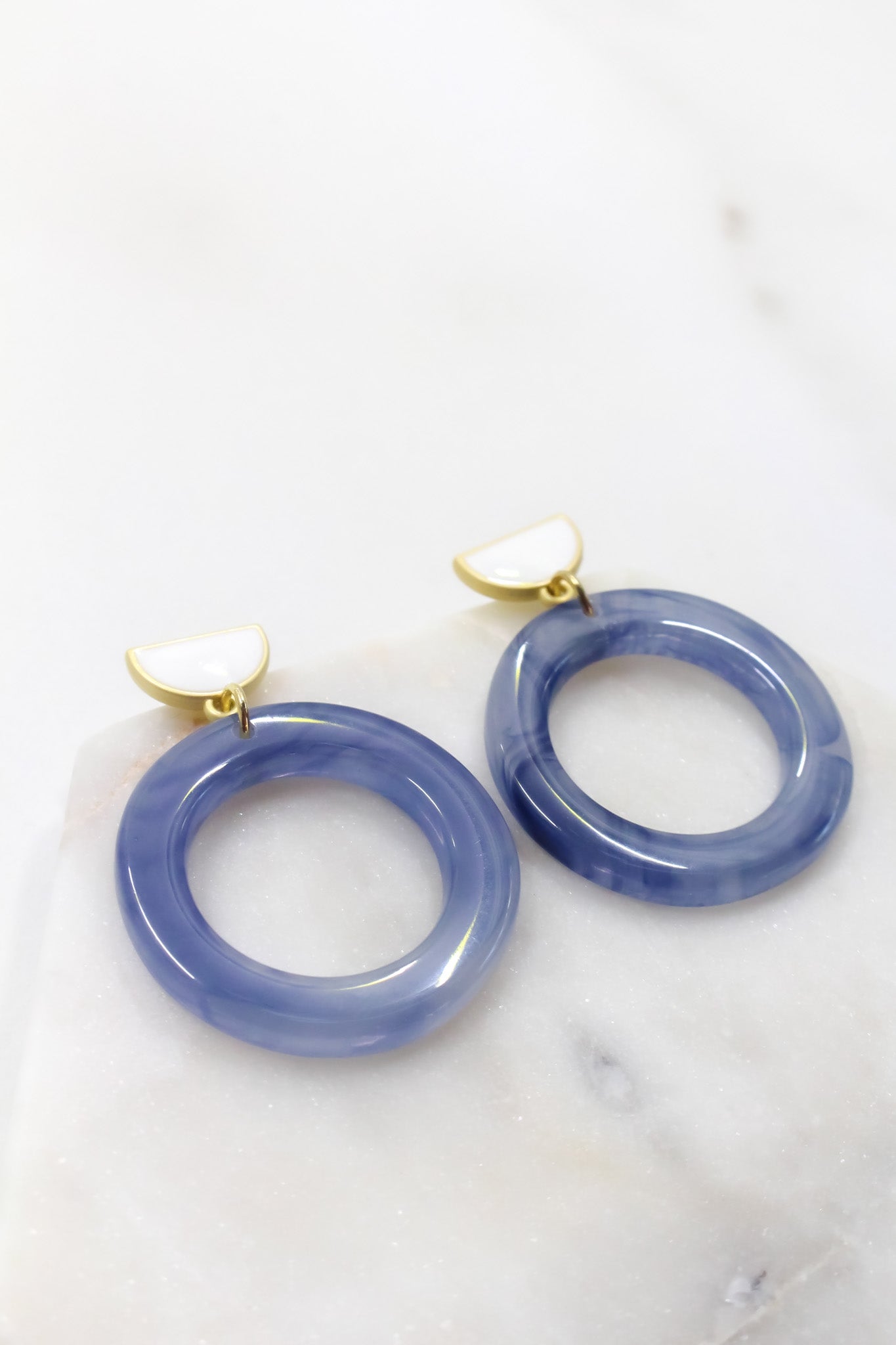 Marbled Blue Acetate Hoops