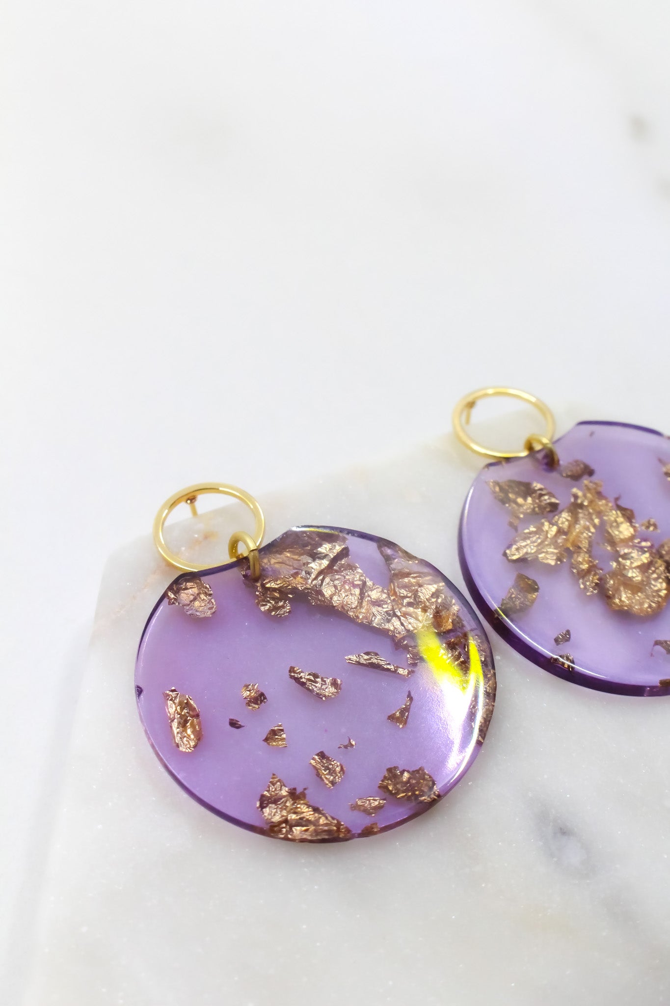 Lavender Confetti Disc Earrings