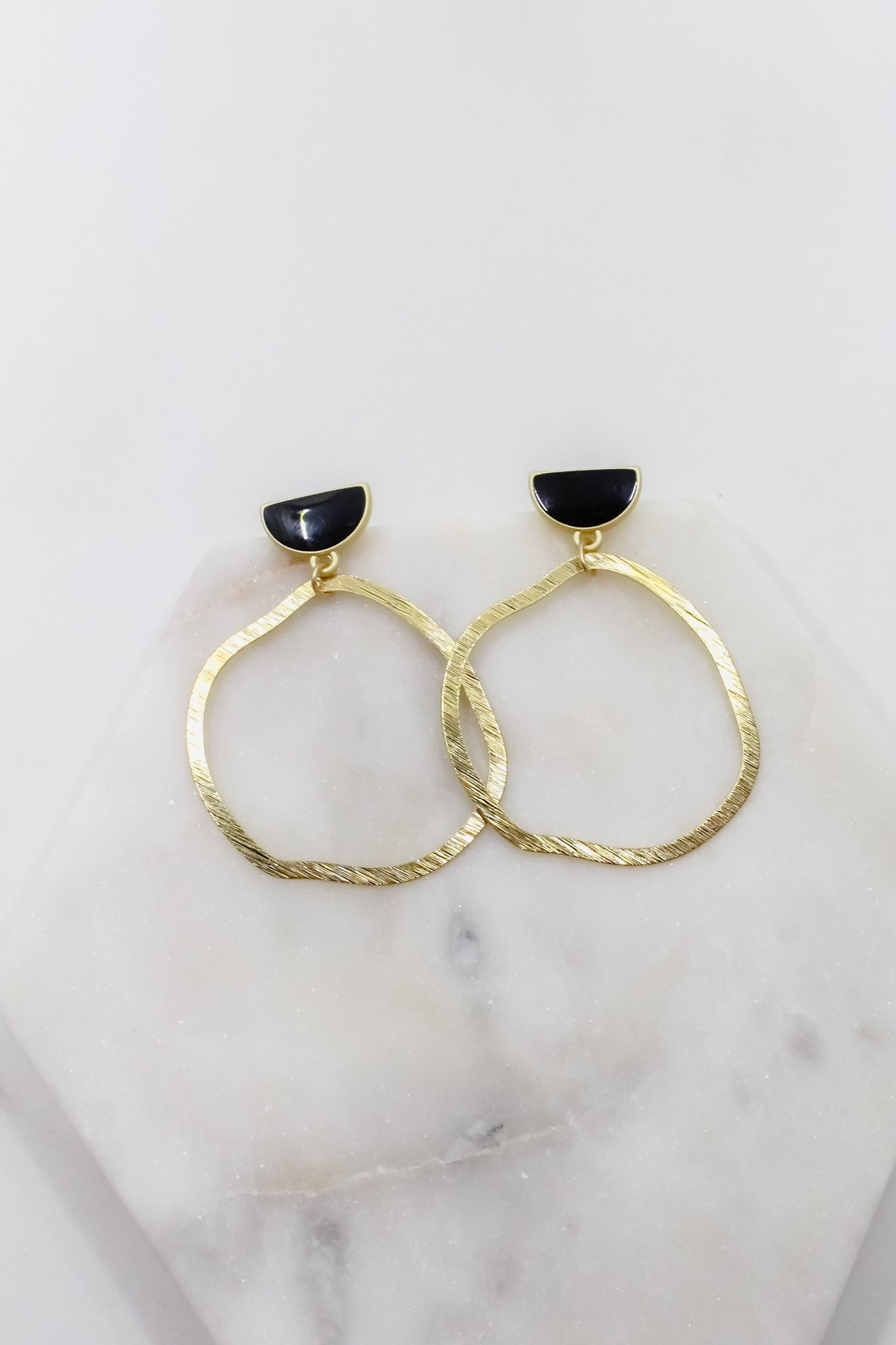 Abstract Hoop Earrings in Gold and Black