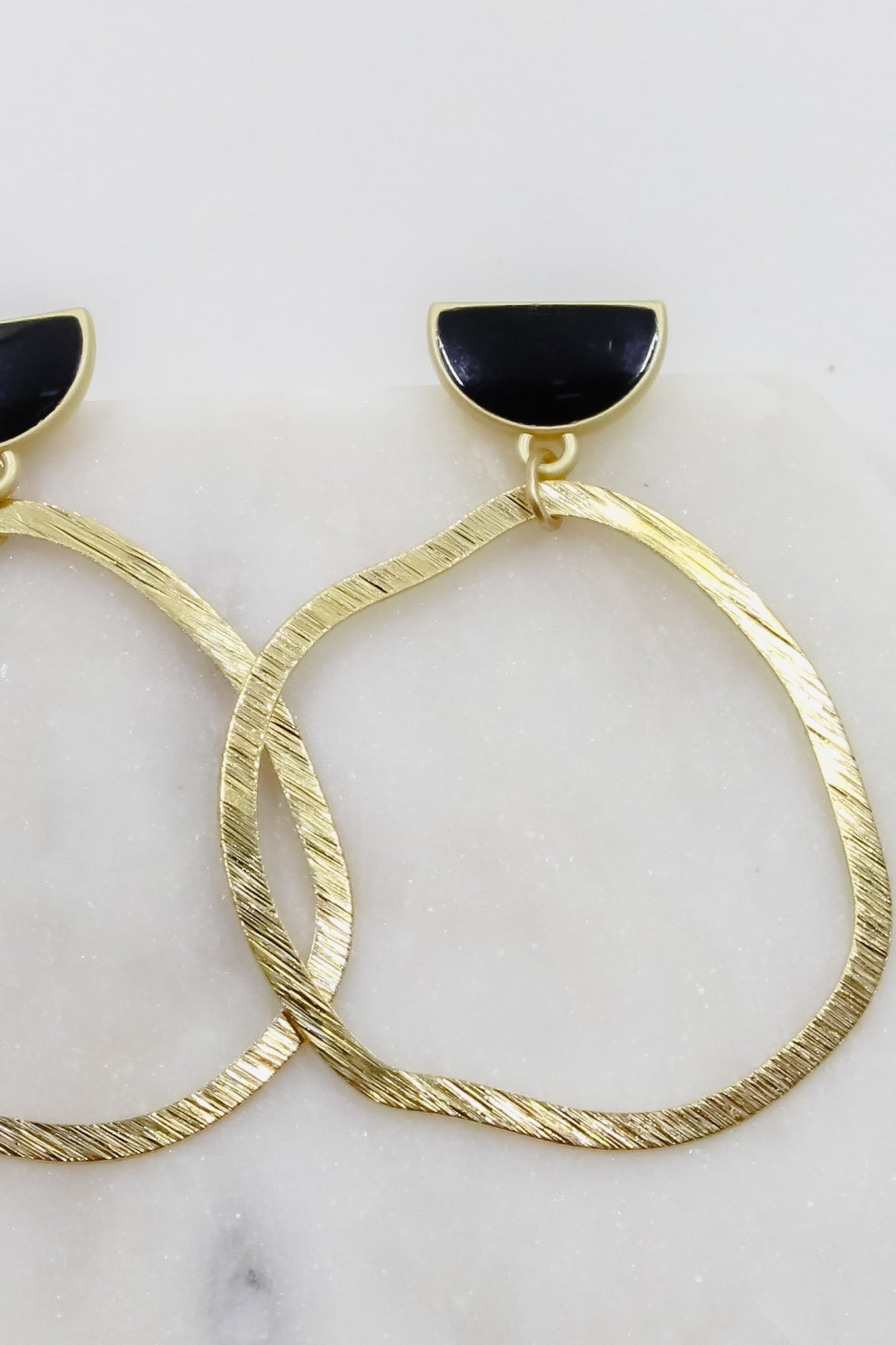 Abstract Hoop Earrings in Gold and Black